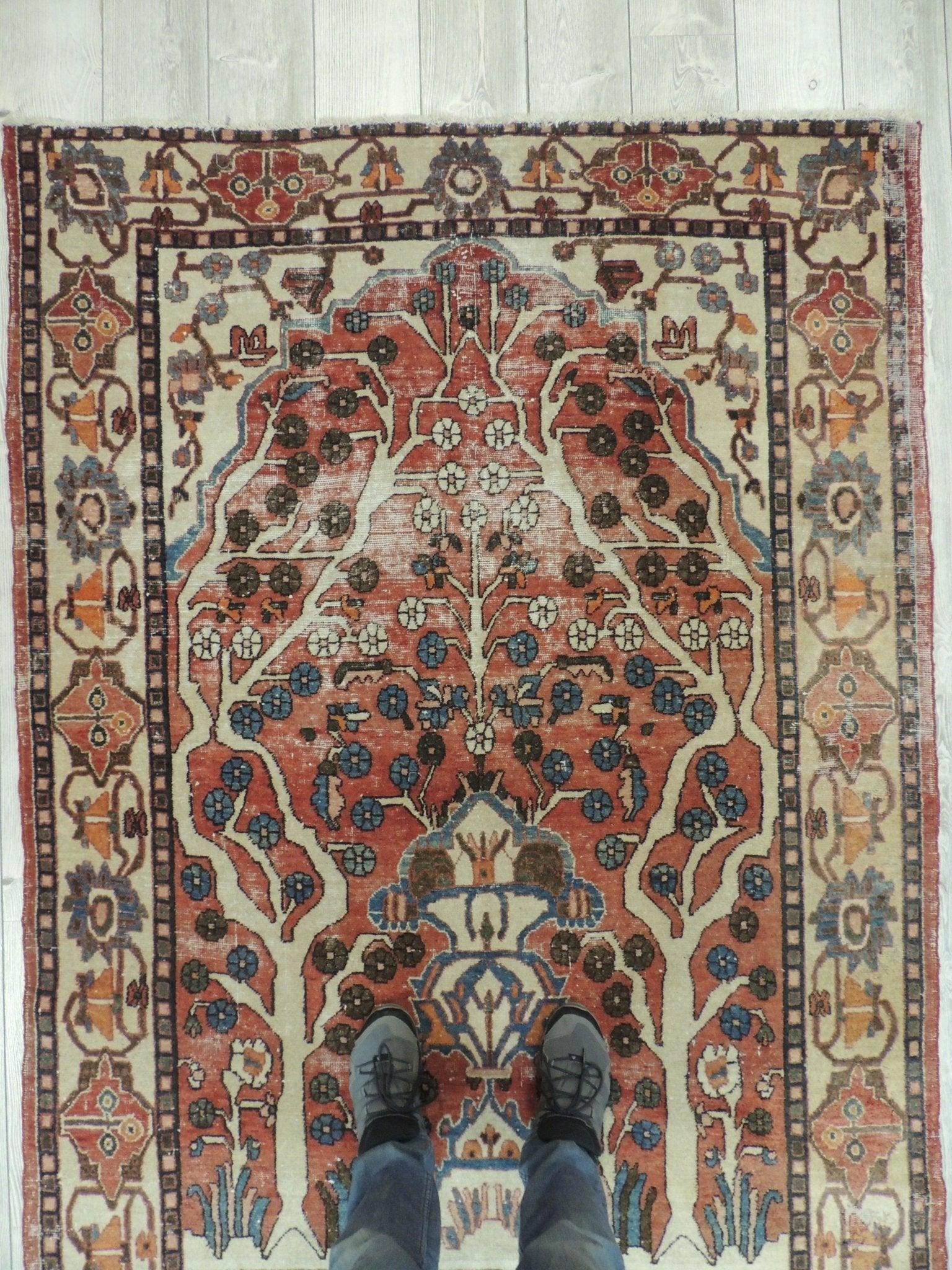 Exquisite Distressed Fine Persian Area Rug 5x7 Ft