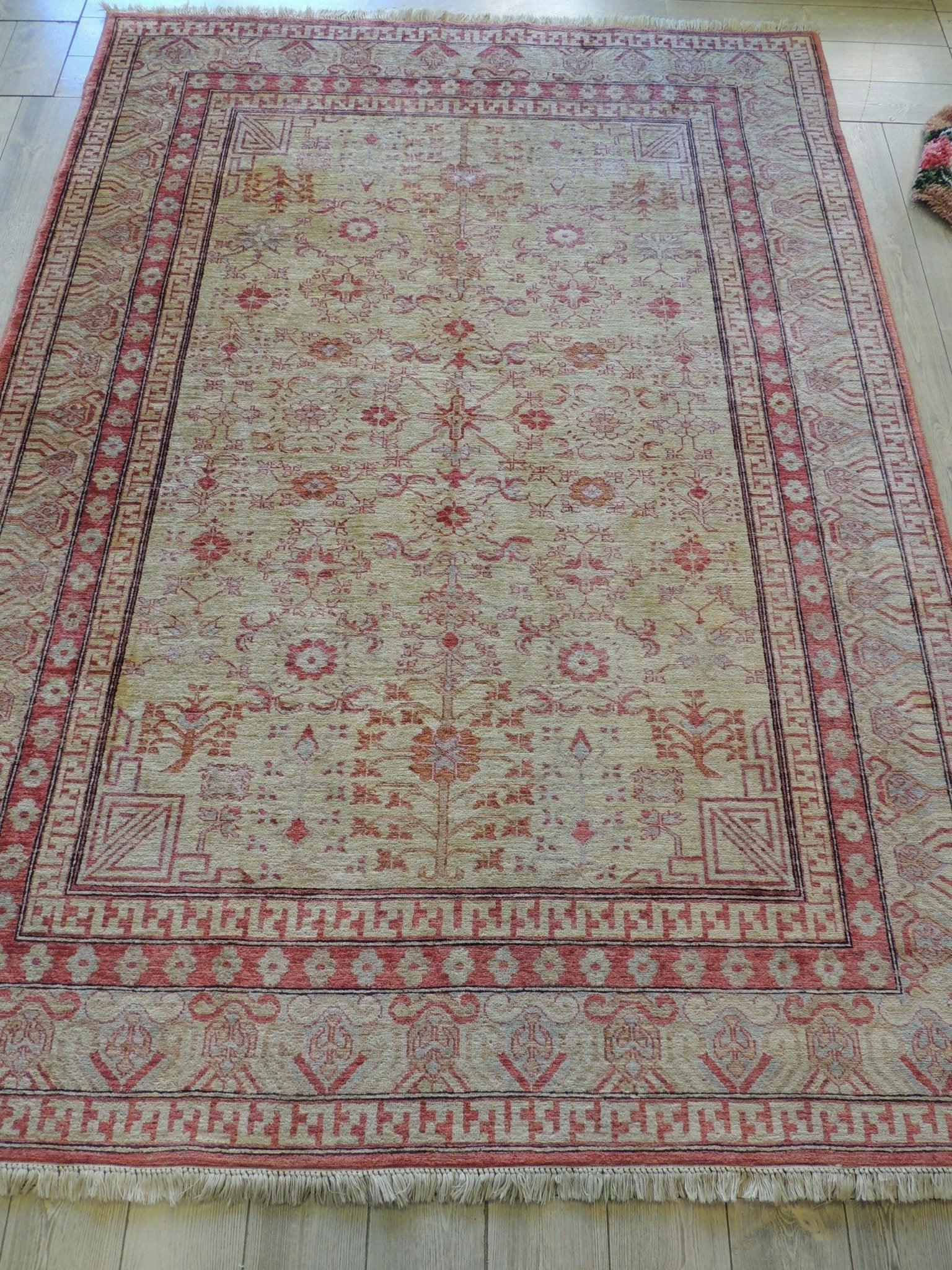 Exquisite Hand-Knotted Pak Oushak Rug 7x9