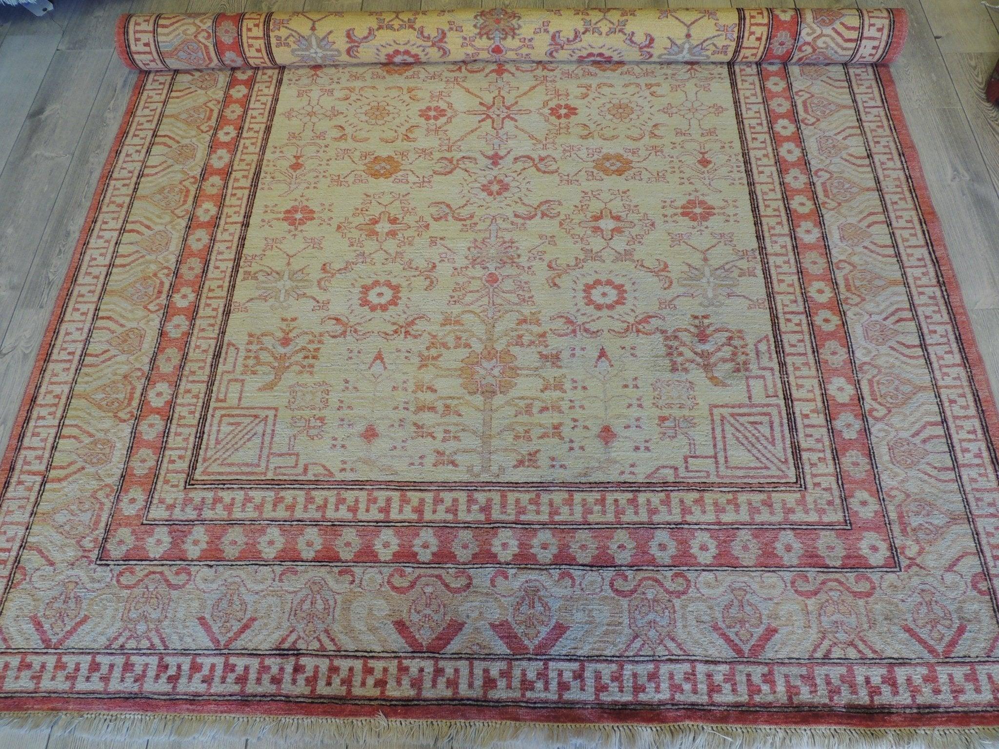 Exquisite Hand-Knotted Pak Oushak Rug 7x9