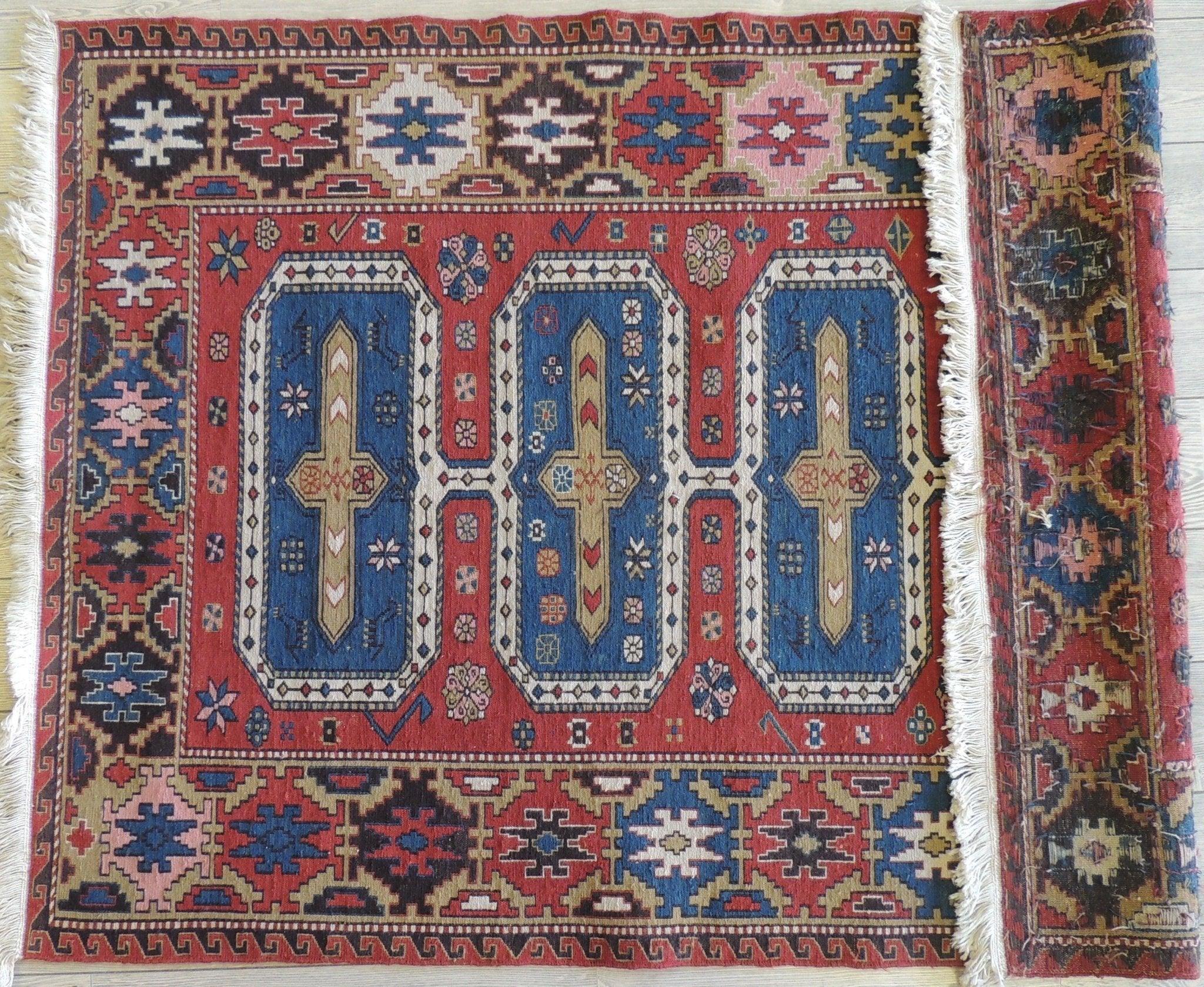 Exquisite Vintage Hand Knotted Soumak Area Rug 6x4 Ft