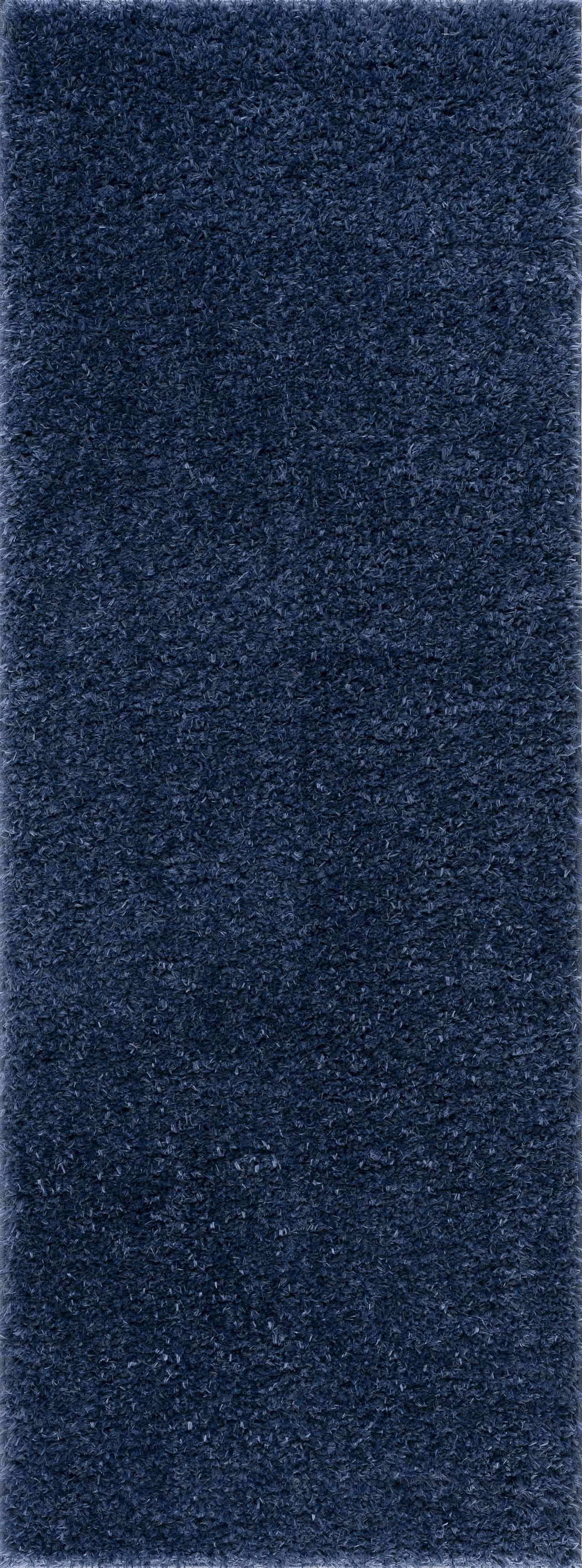 Faina Solid Dark Blue Shag Rug Washable