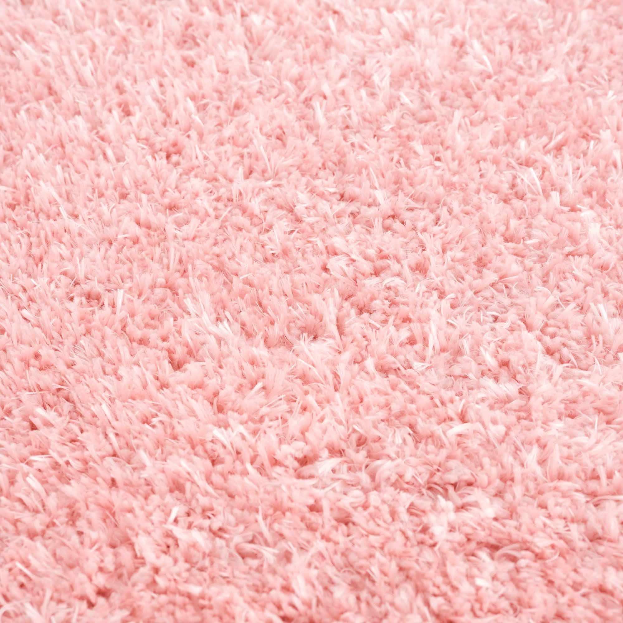 Faina Solid Pink Shag Rug Washable