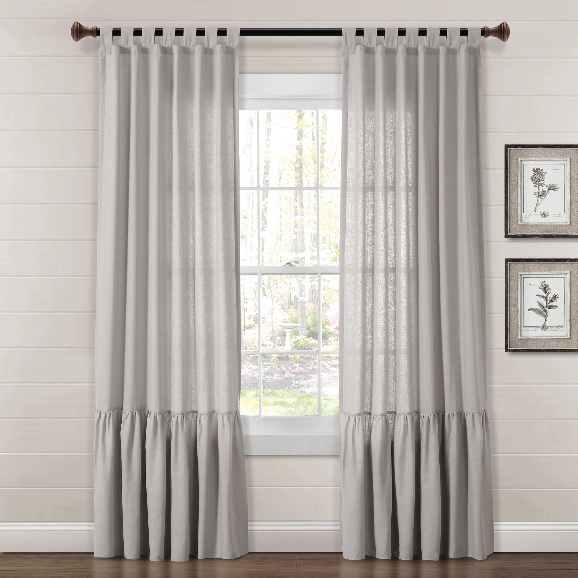 Farmhouse Faux Linen Tab Top Window Curtain Panel