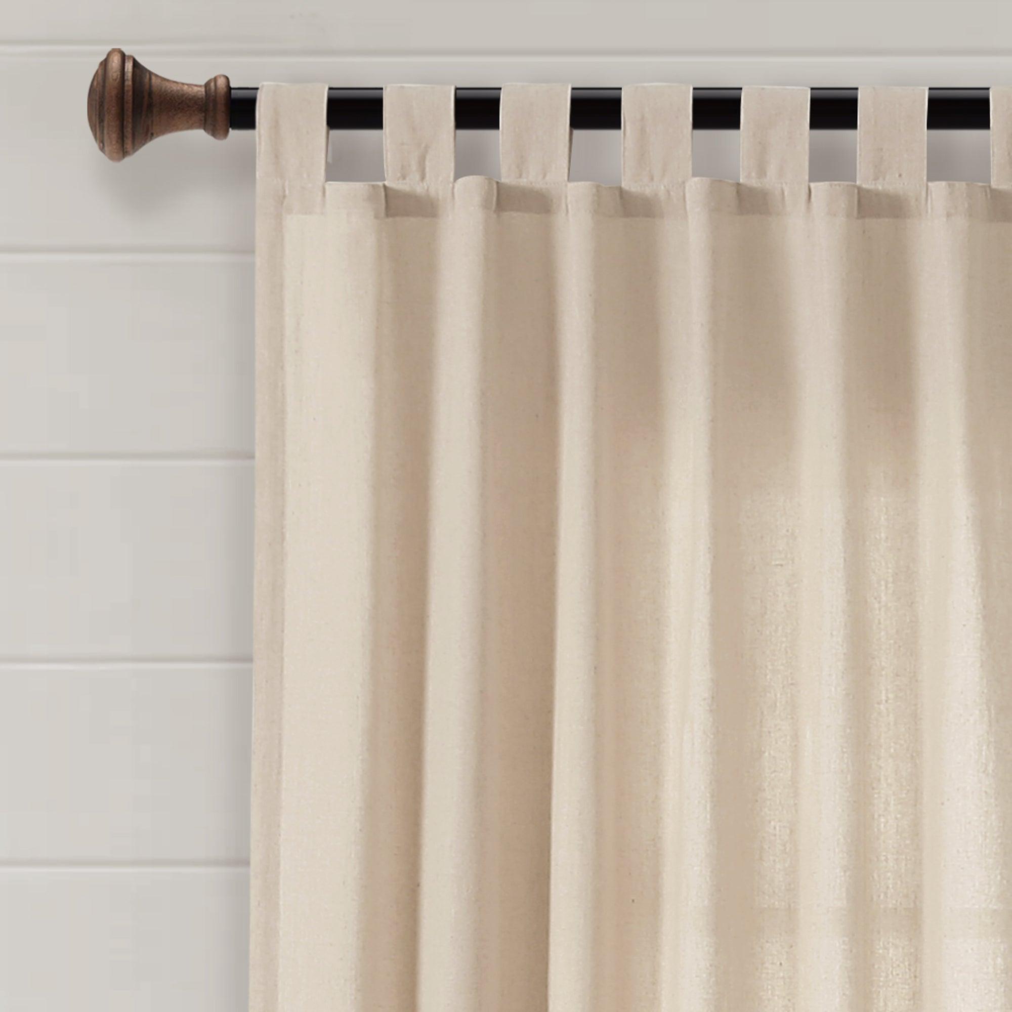 Farmhouse Faux Linen Tab Top Window Curtain Panel