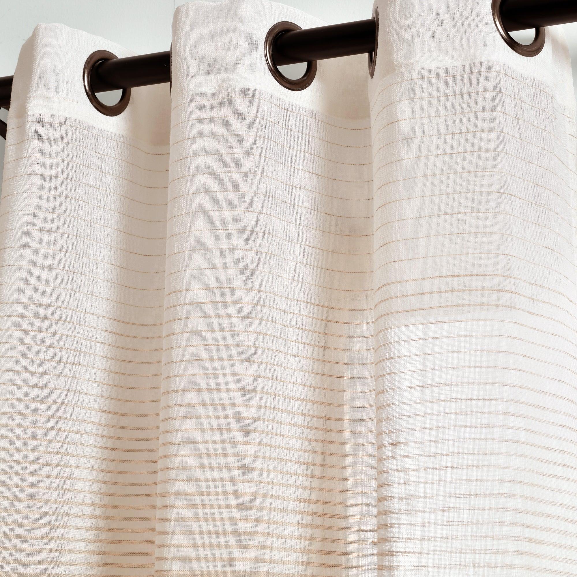 Farmhouse Ombre Stripe Grommet Sheer Window Curtain Panel Set