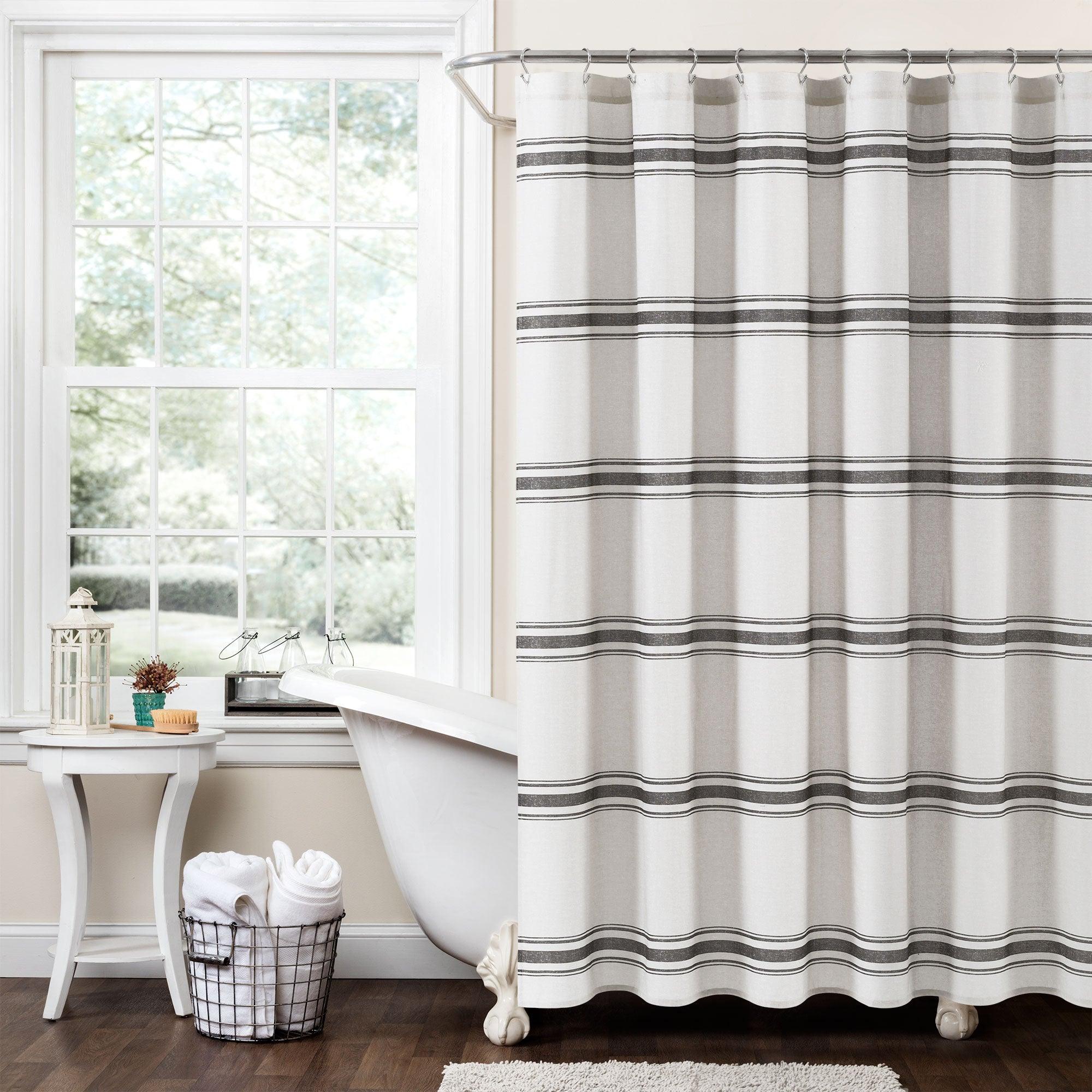 Farmhouse Stripe 100% Cotton Shower Curtain