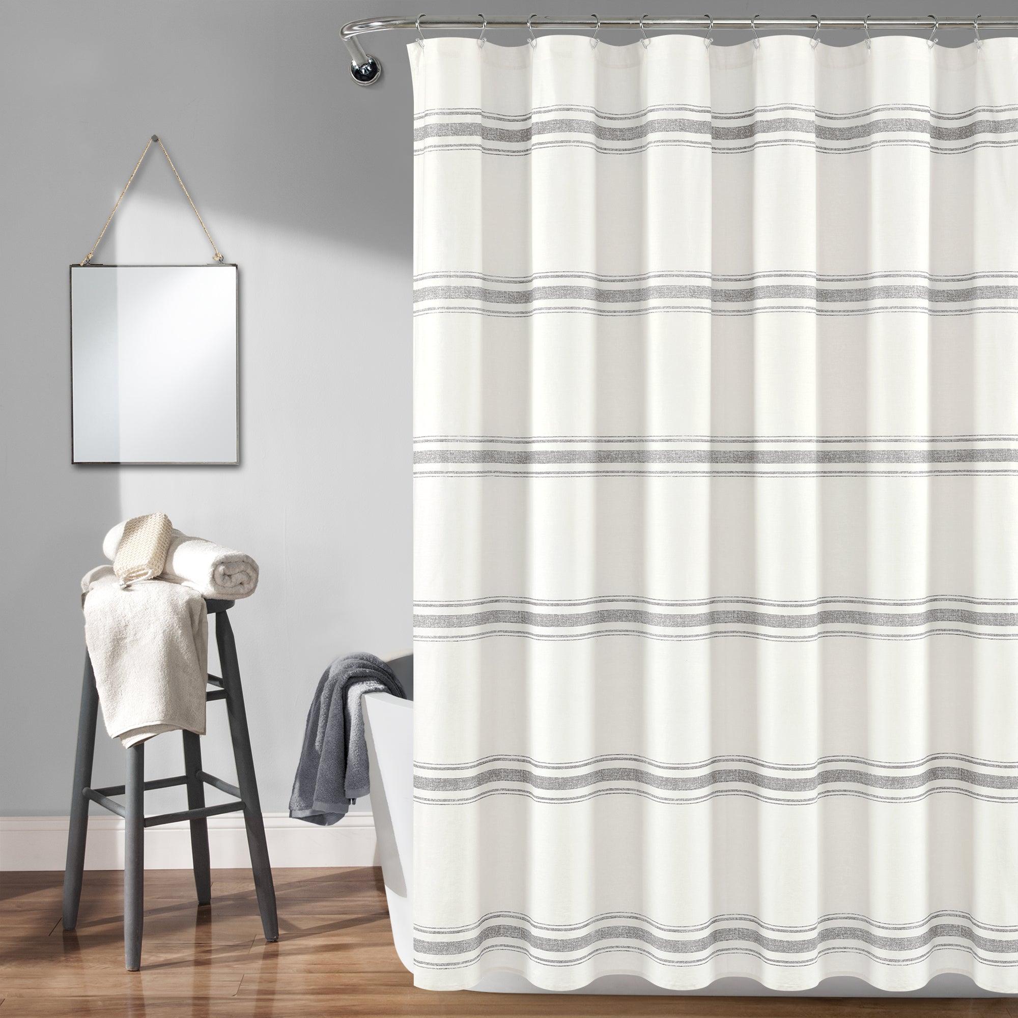 Farmhouse Stripe 100% Cotton Shower Curtain