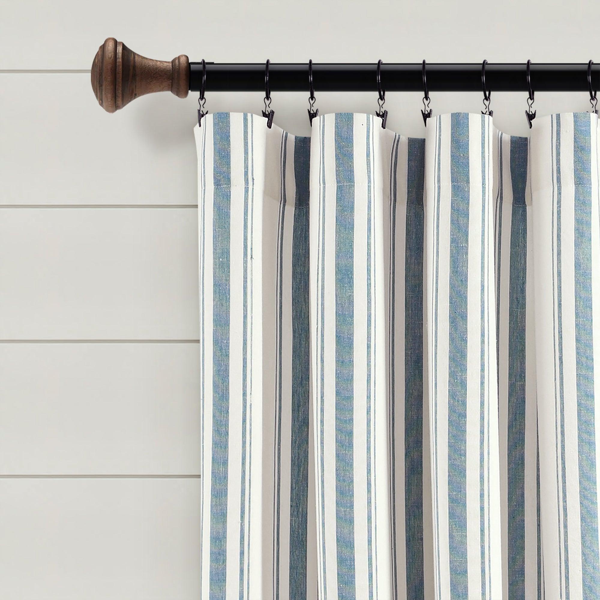 Farmhouse Stripe Yarn Dyed Recycled Cotton Window Curtain Panel Set