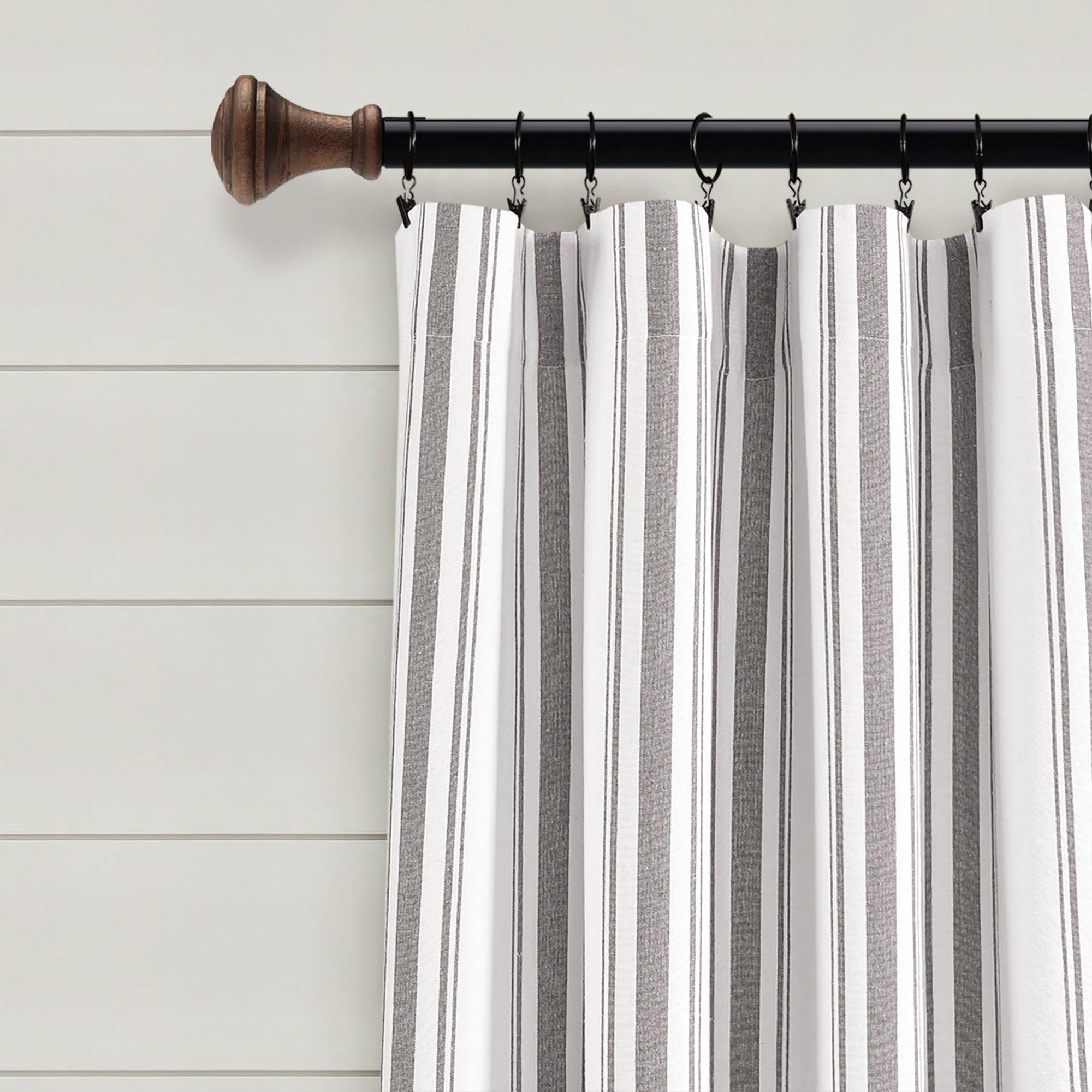 Farmhouse Stripe Yarn Dyed Recycled Cotton Window Curtain Panel Set