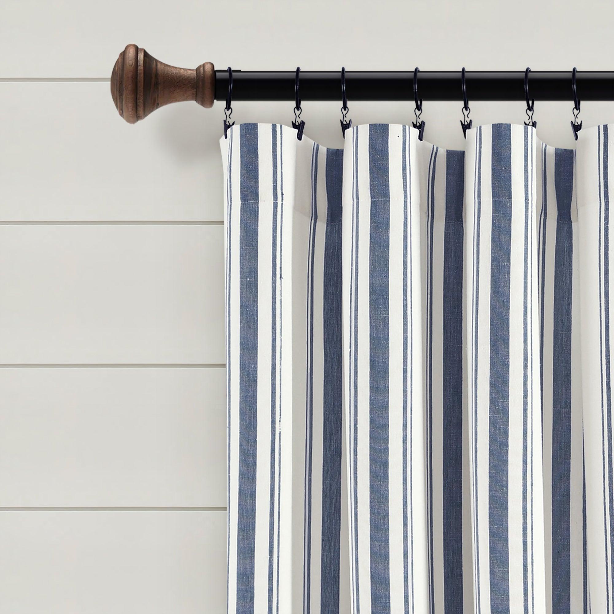 Farmhouse Stripe Yarn Dyed Recycled Cotton Window Curtain Panel Set