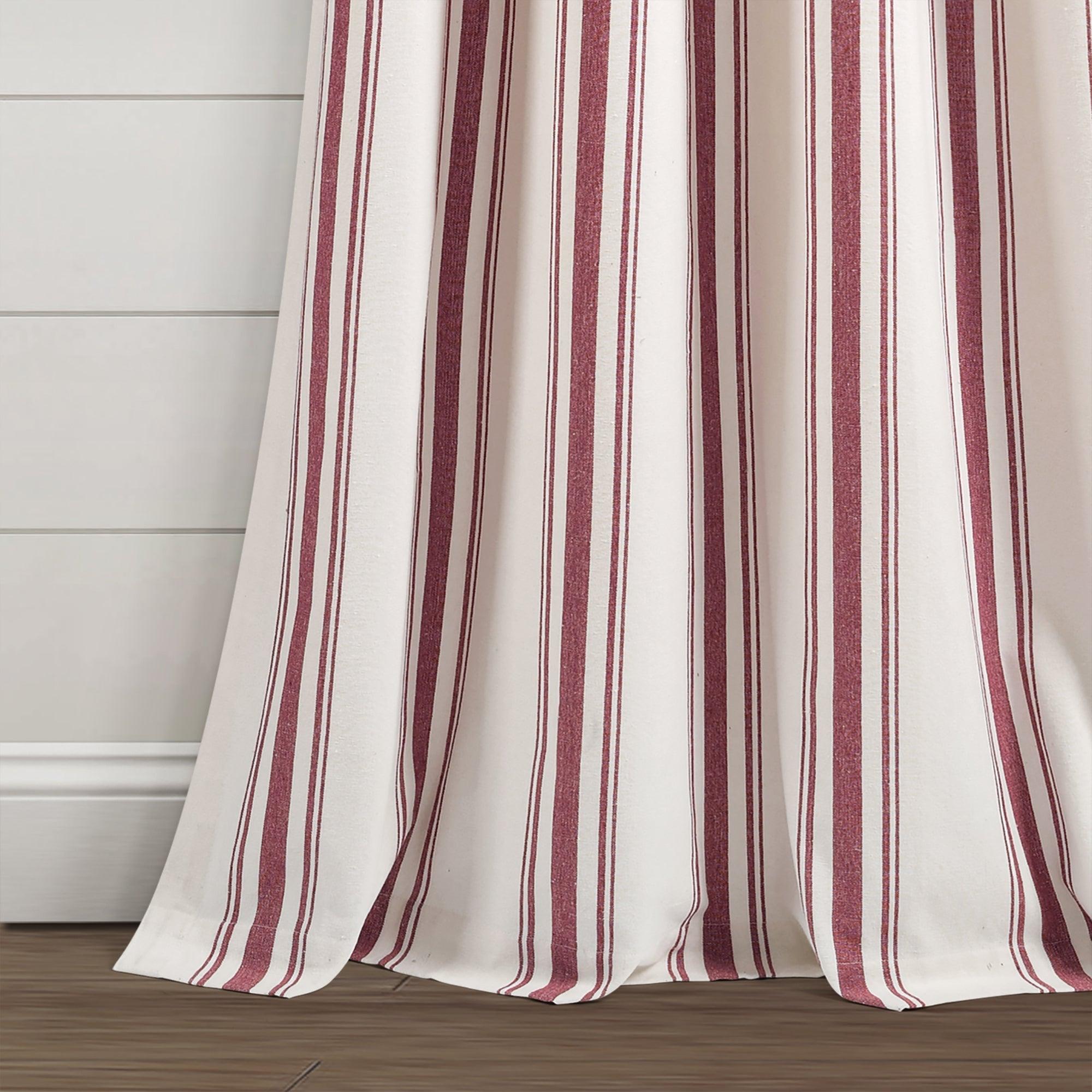 Farmhouse Stripe Yarn Dyed Recycled Cotton Window Curtain Panel Set