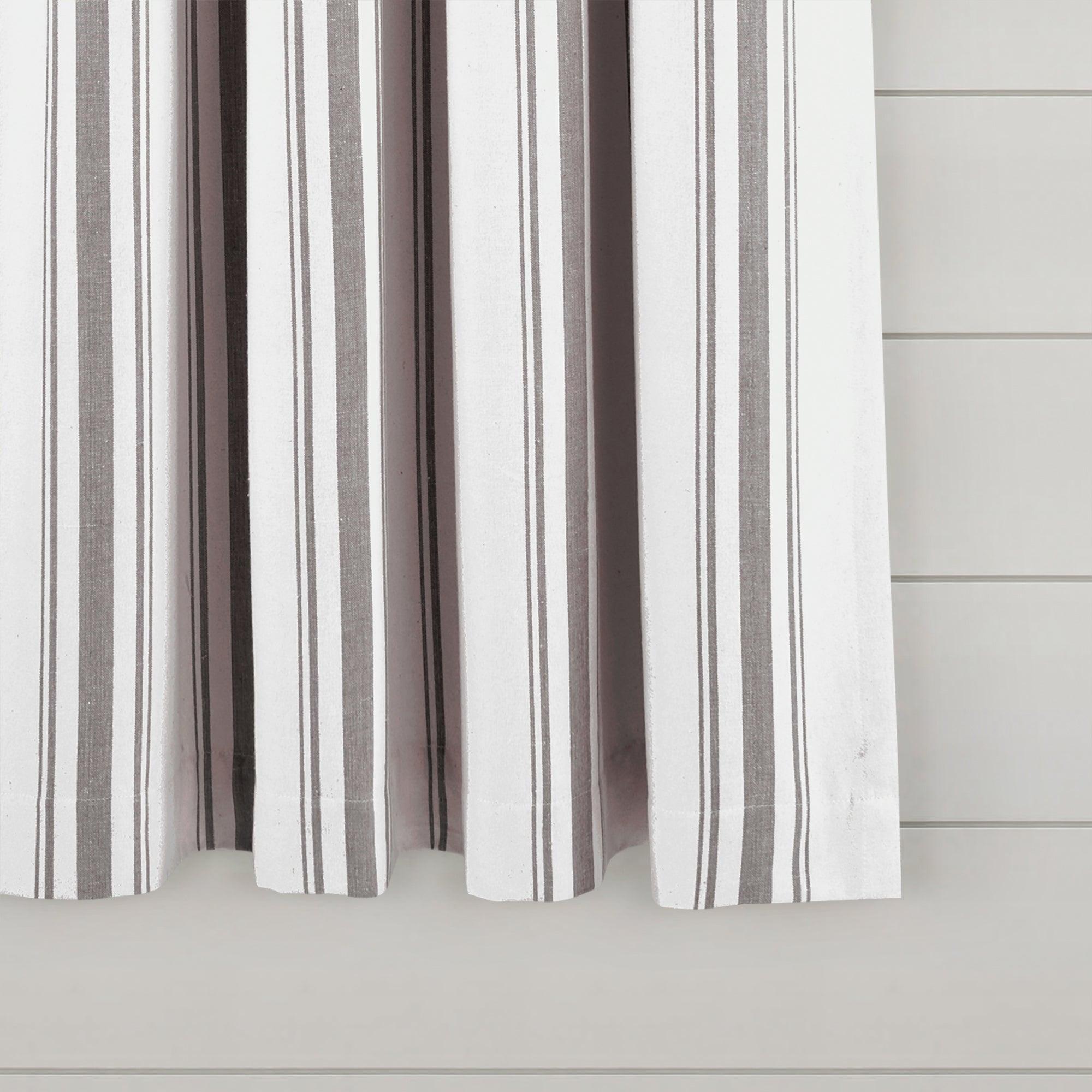 Farmhouse Stripe Yarn Dyed Recycled Cotton Window Curtain Panel Set