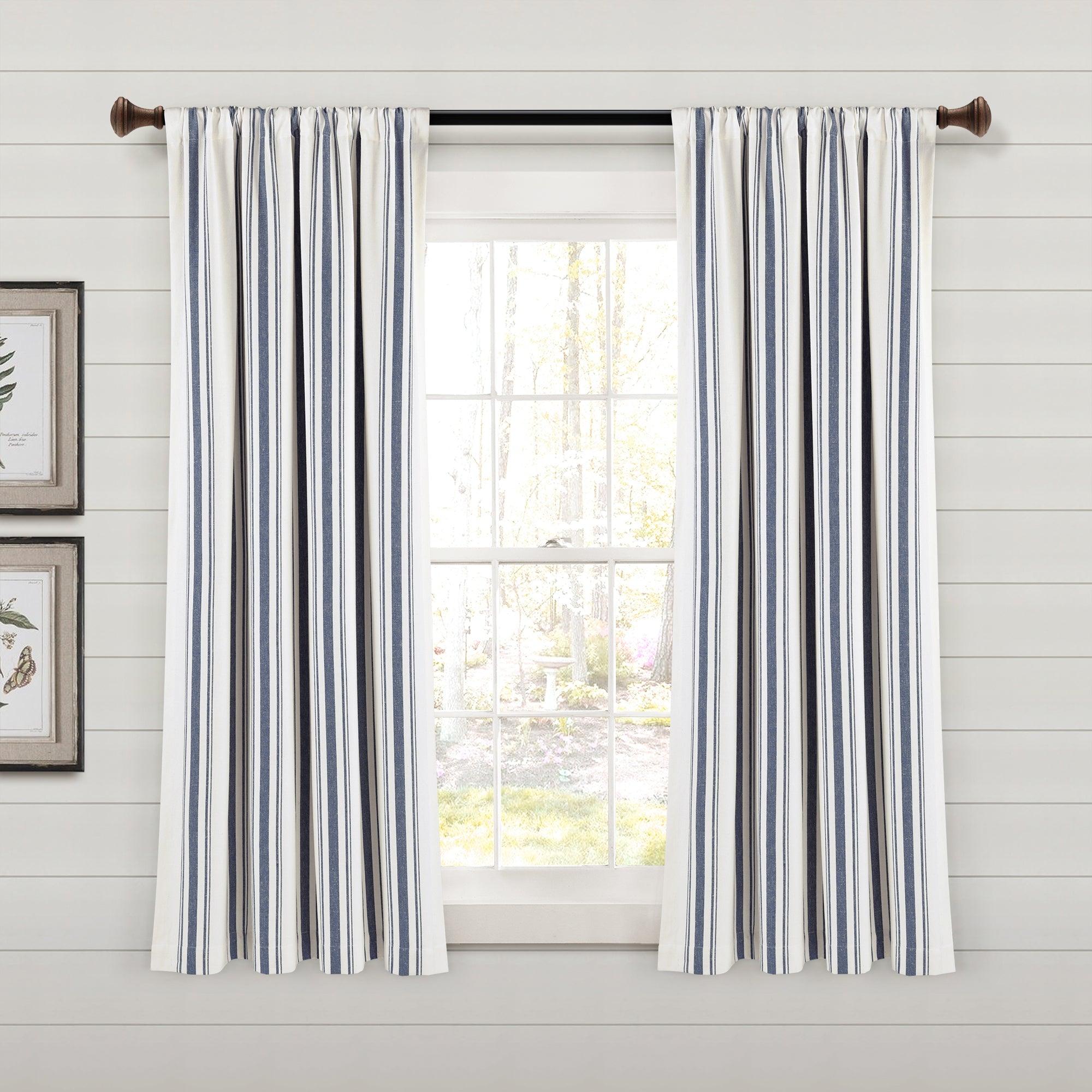 Farmhouse Stripe Yarn Dyed Recycled Cotton Window Curtain Panel Set