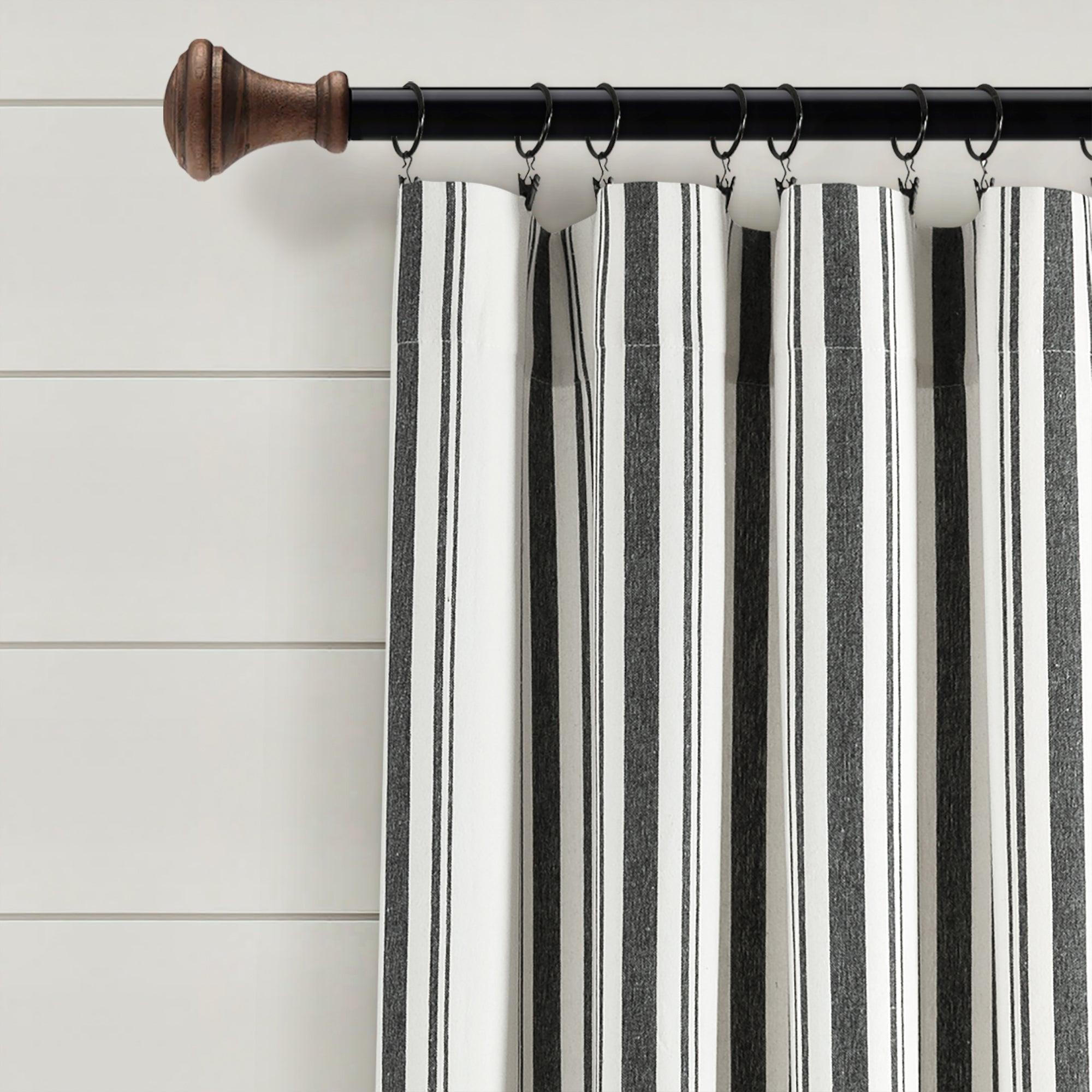 Farmhouse Stripe Yarn Dyed Recycled Cotton Window Curtain Panel Set