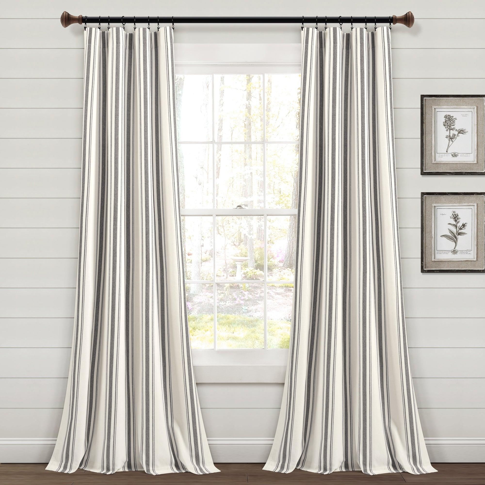 Farmhouse Stripe Yarn Dyed Recycled Cotton Window Curtain Panel Set