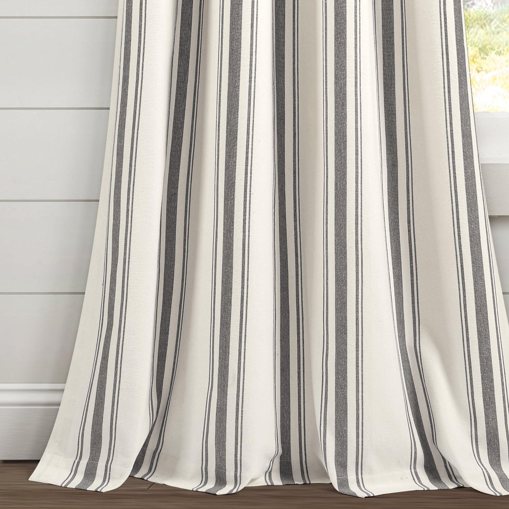 Farmhouse Stripe Yarn Dyed Recycled Cotton Window Curtain Panel Set