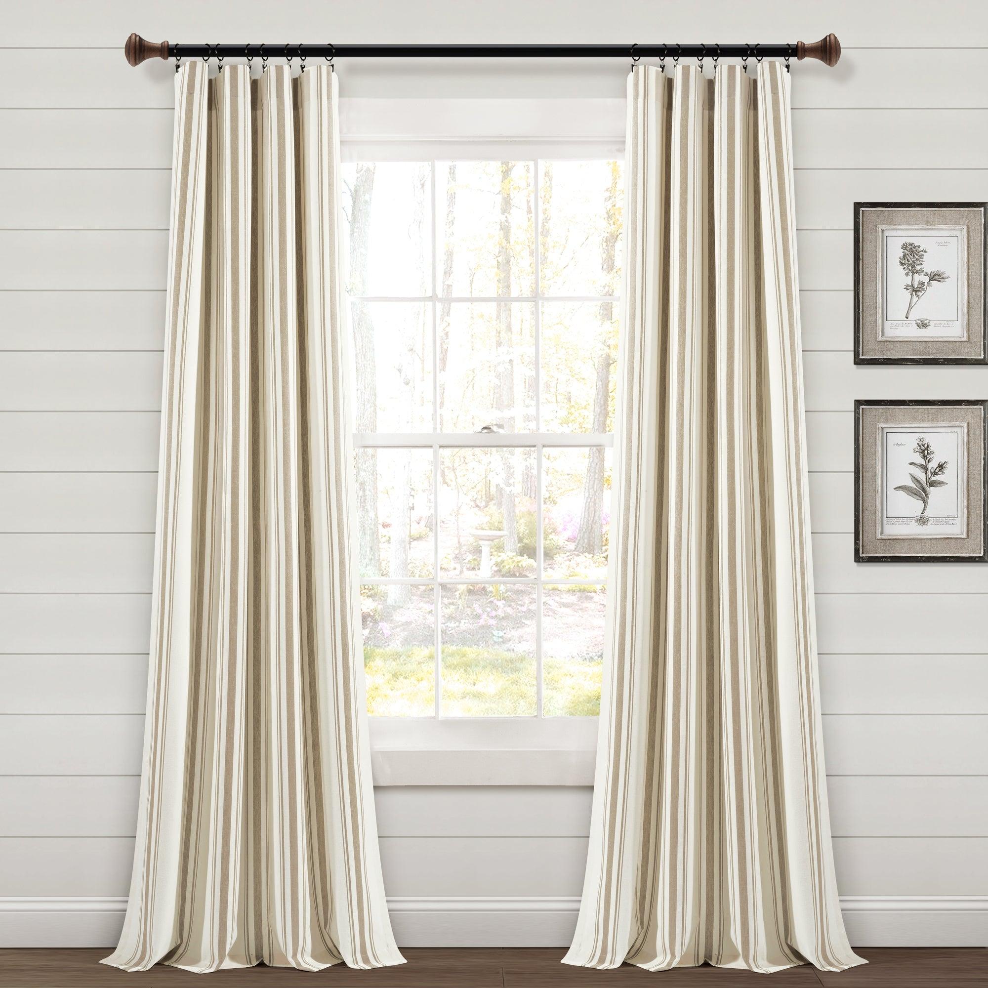 Farmhouse Stripe Yarn Dyed Recycled Cotton Window Curtain Panel Set