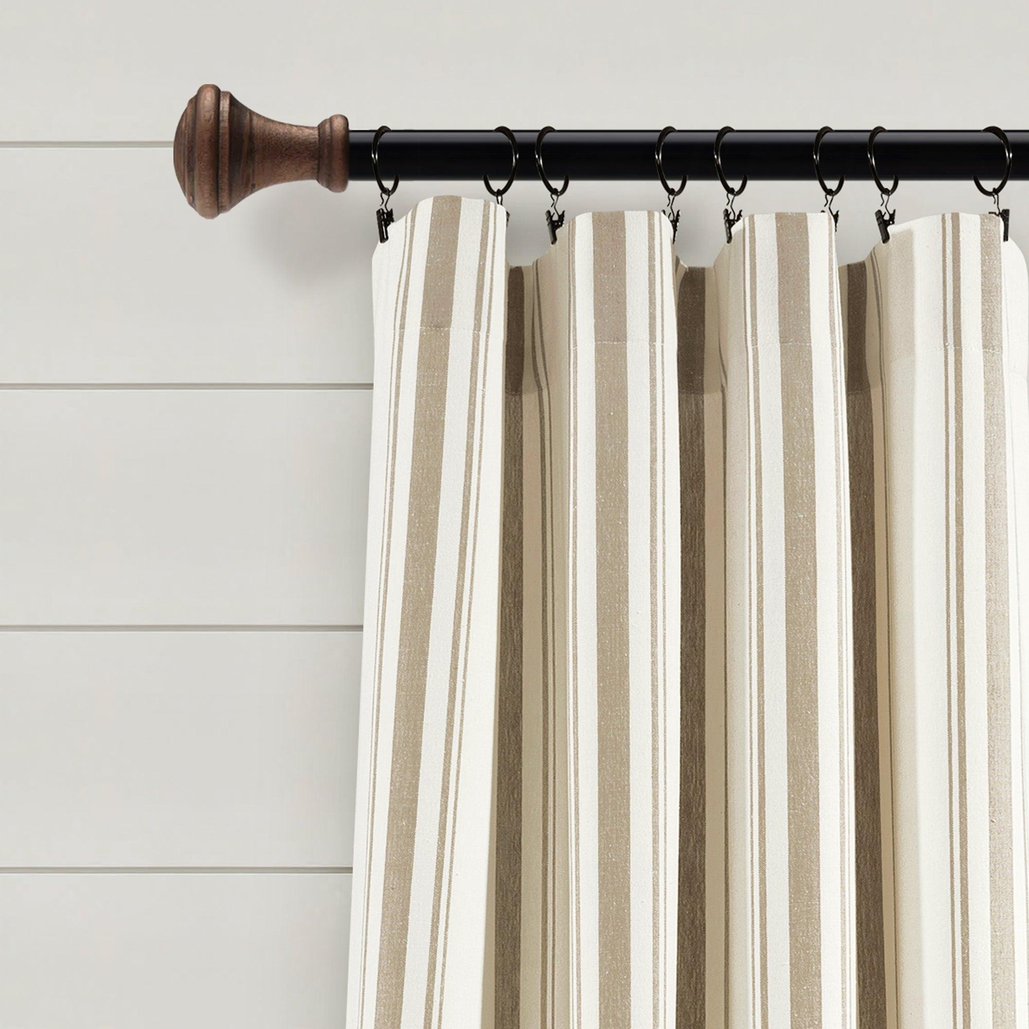 Farmhouse Stripe Yarn Dyed Recycled Cotton Window Curtain Panel Set