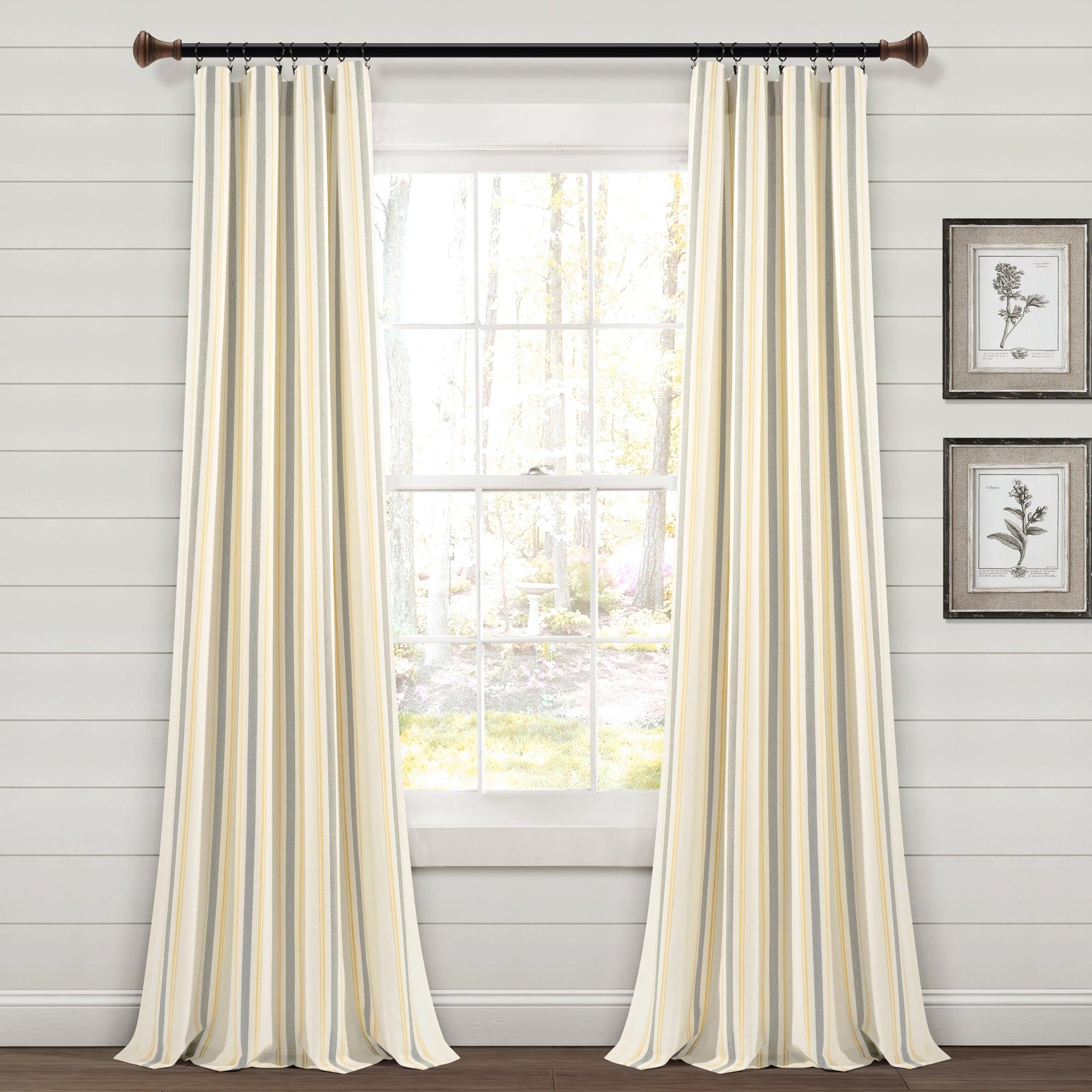 Farmhouse Stripe Yarn Dyed Recycled Cotton Window Curtain Panel Set