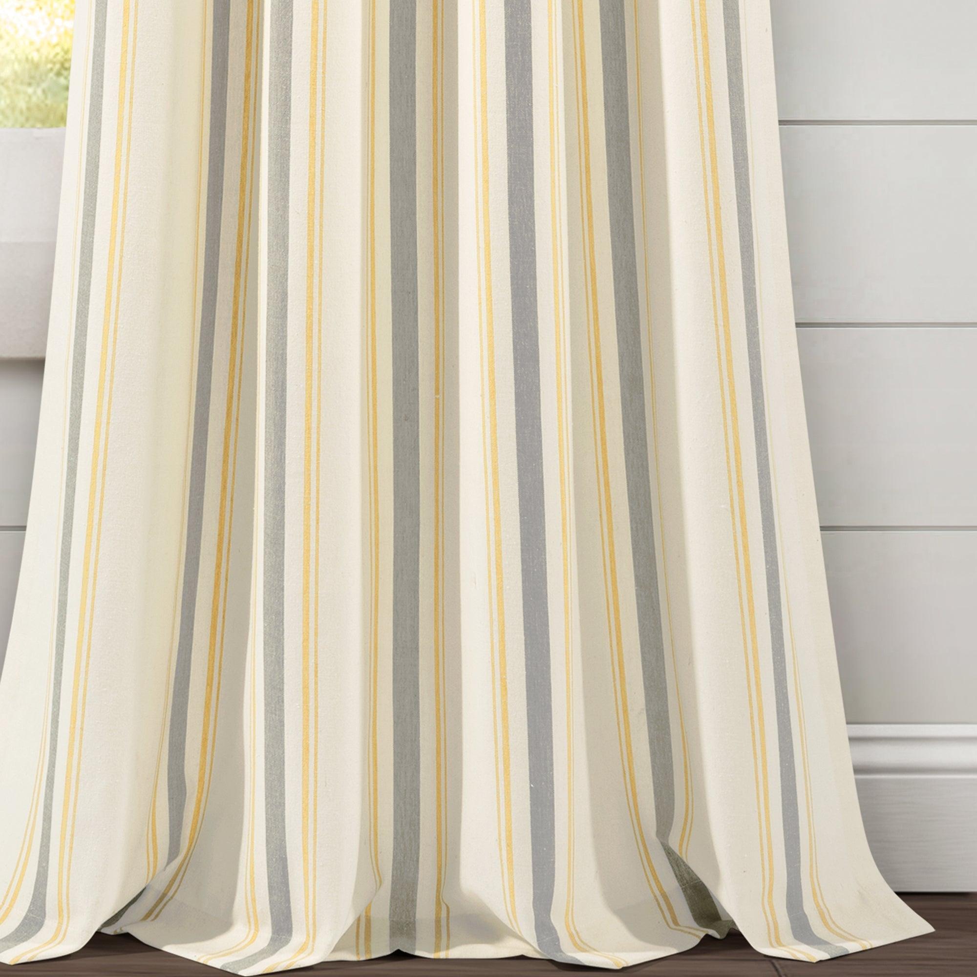 Farmhouse Stripe Yarn Dyed Recycled Cotton Window Curtain Panel Set