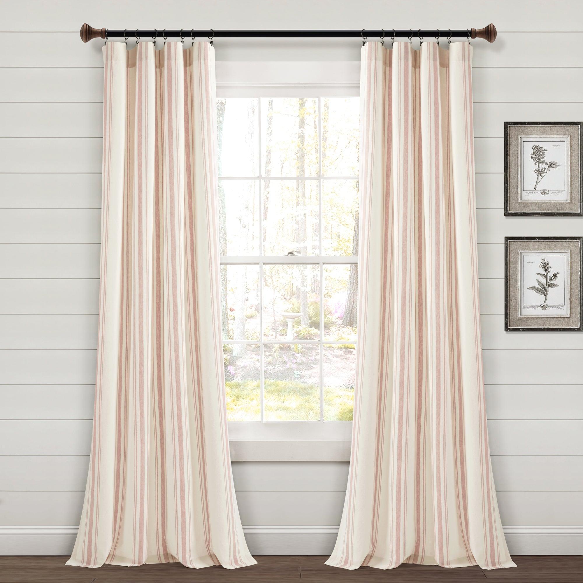 Farmhouse Stripe Yarn Dyed Recycled Cotton Window Curtain Panel Set