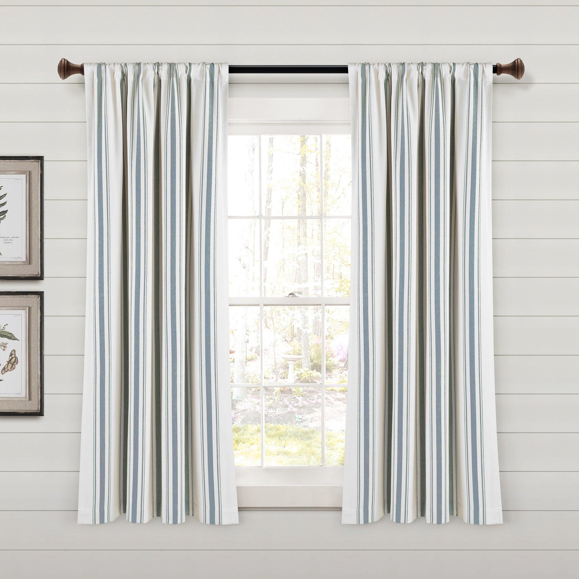 Farmhouse Stripe Yarn Dyed Recycled Cotton Window Curtain Panel Set