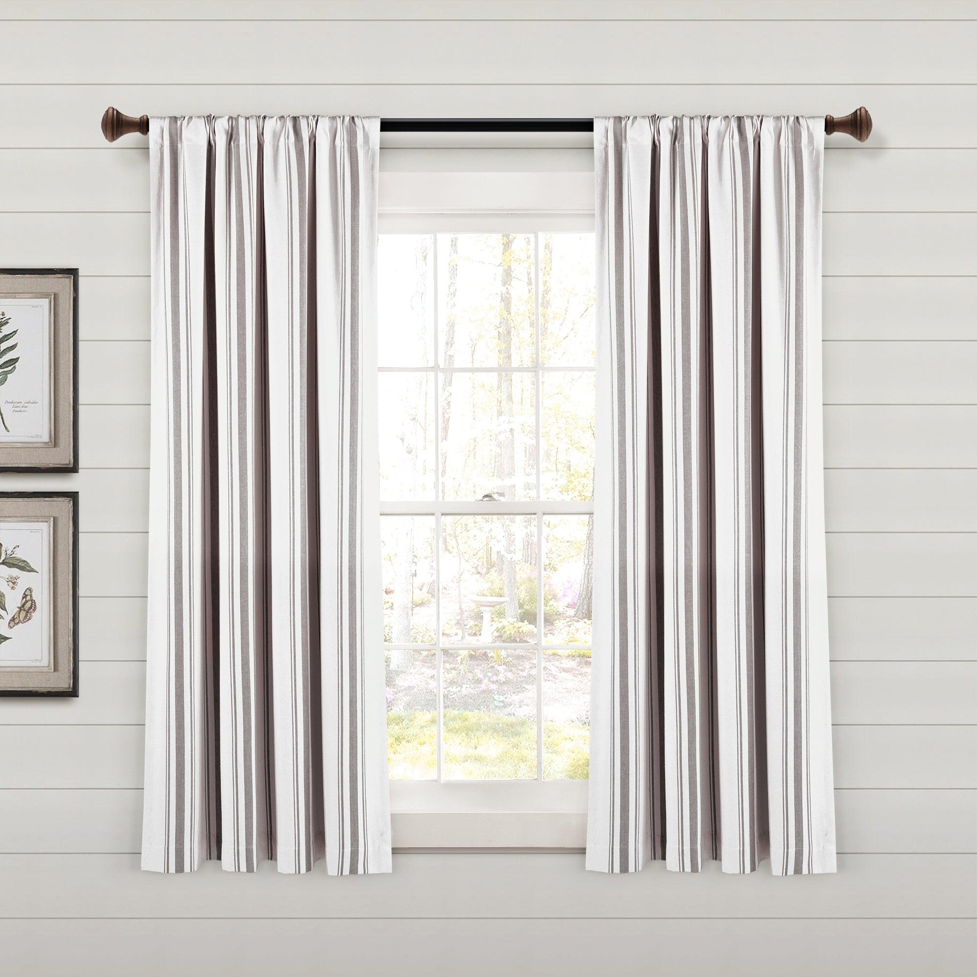 Farmhouse Stripe Yarn Dyed Recycled Cotton Window Curtain Panel Set