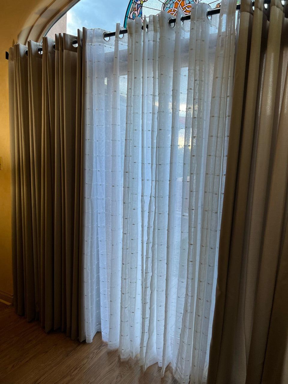 Farmhouse Textured Grommet Sheer Indoor/Outdoor Window Curtain