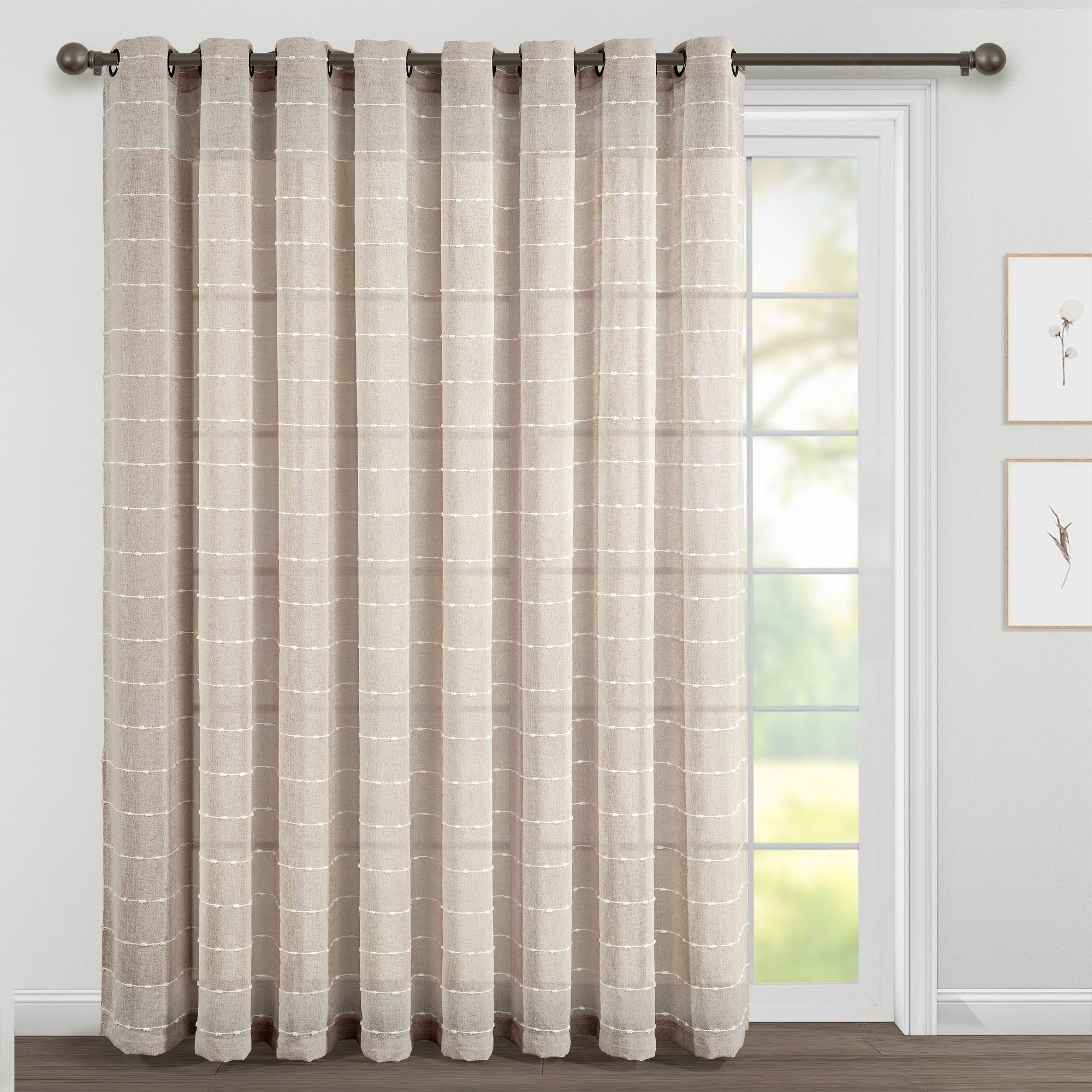 Farmhouse Textured Grommet Sheer Ultra Wide Window Curtain Panel