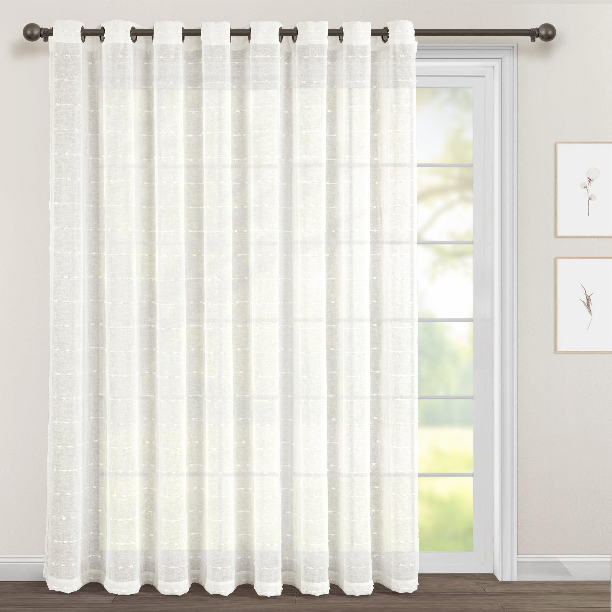 Farmhouse Textured Grommet Sheer Ultra Wide Window Curtain Panel