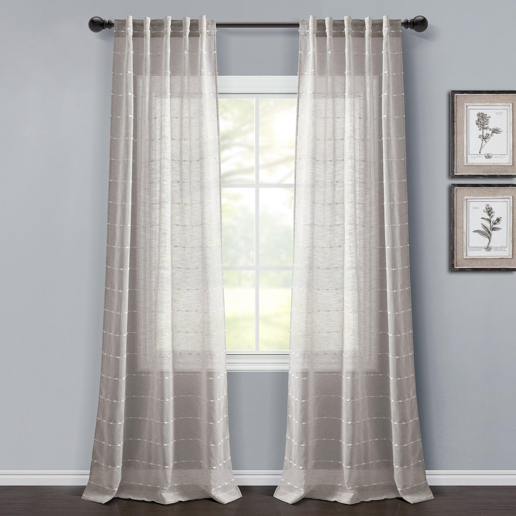 Farmhouse Textured Grommet Sheer Window Curtain Panel Set