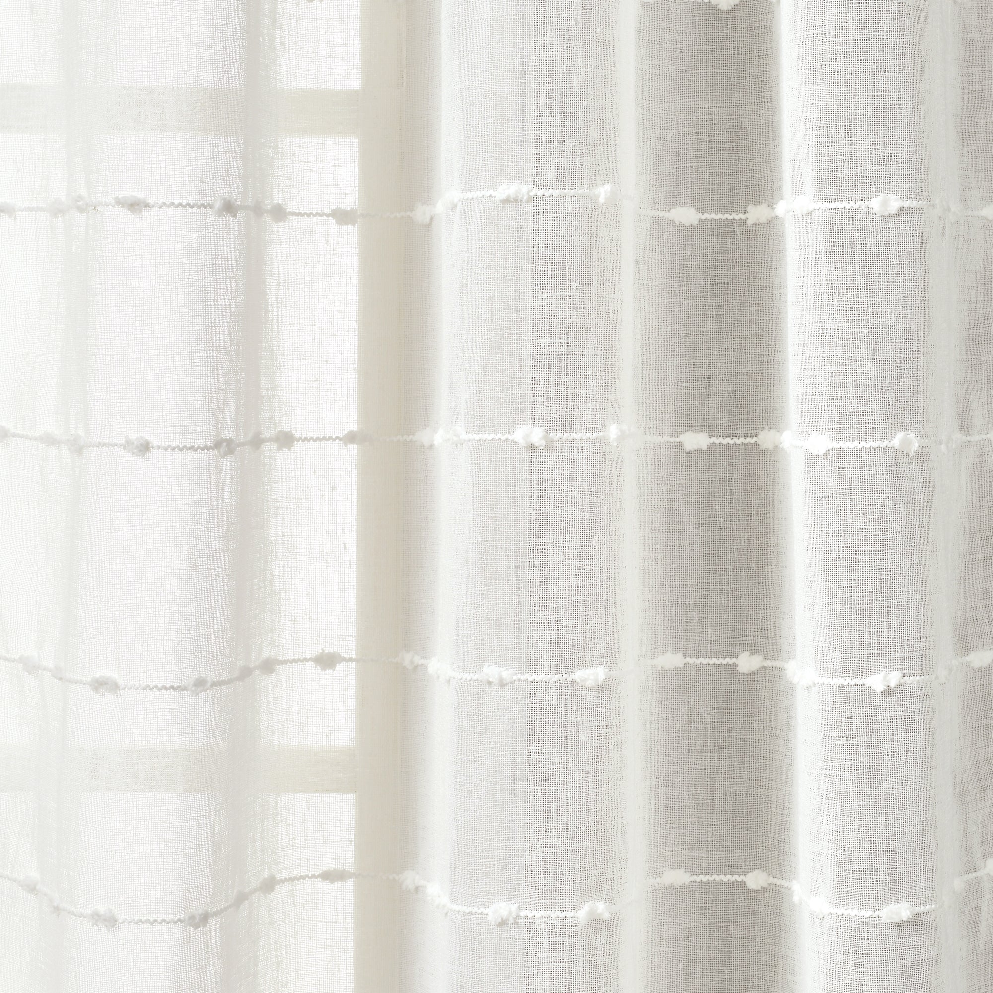 Farmhouse Textured Grommet Sheer Window Curtain Panel Set