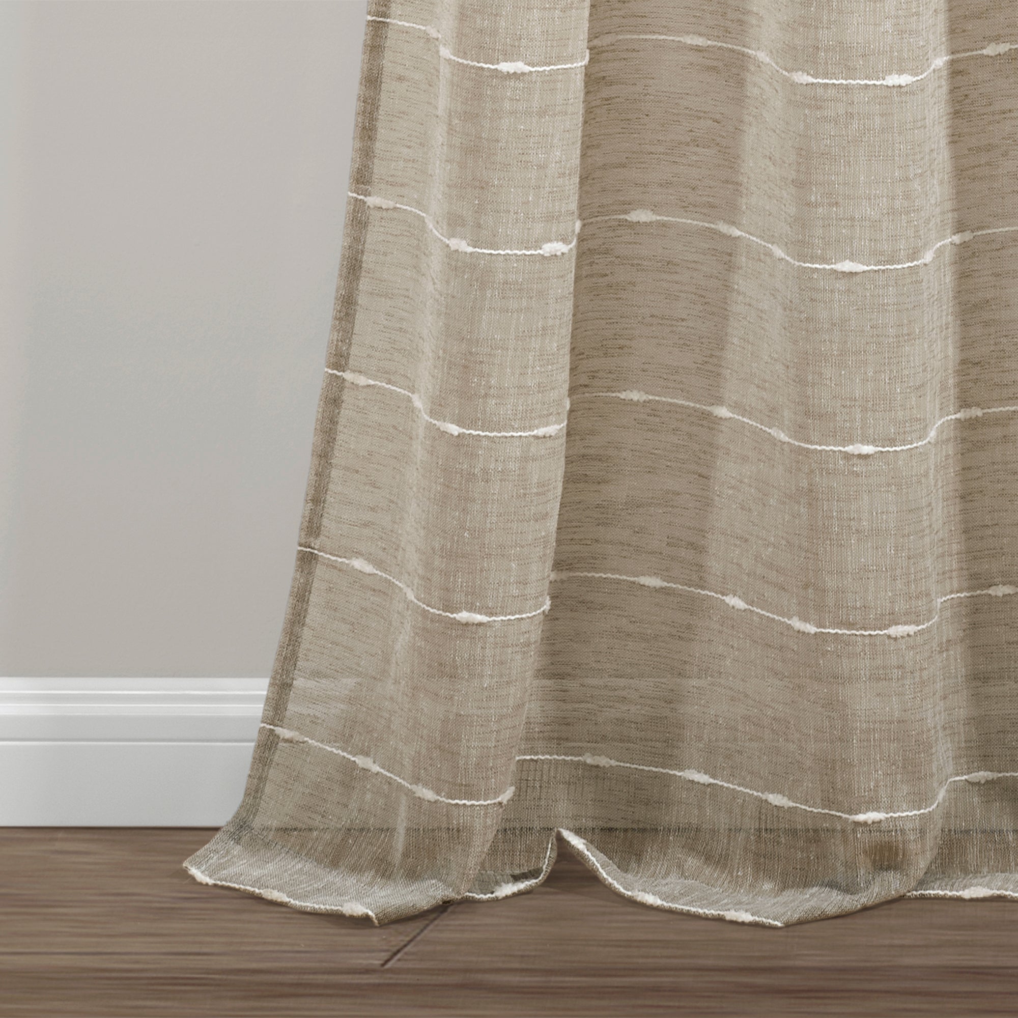 Farmhouse Textured Grommet Sheer Window Curtain Panel Set