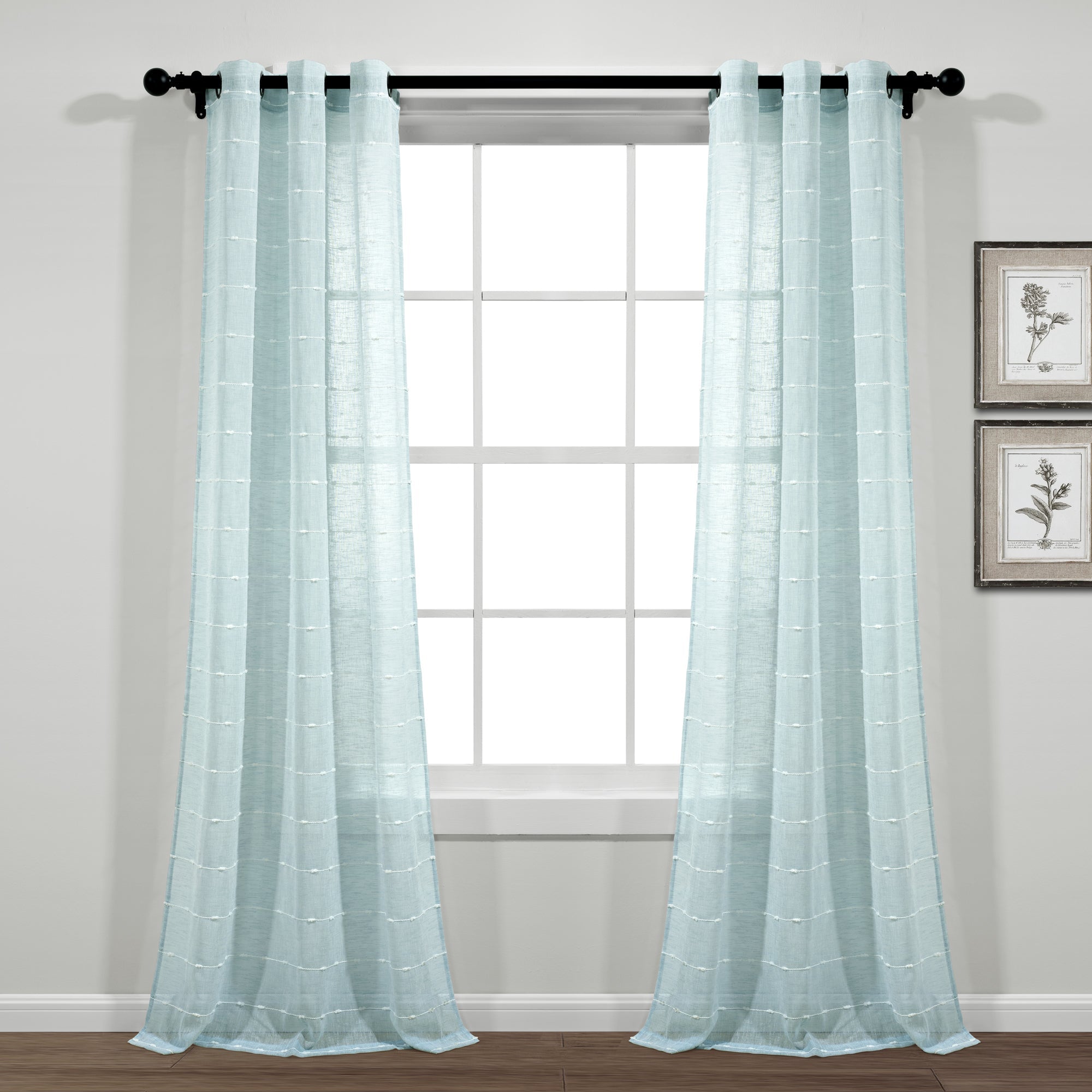 Farmhouse Textured Grommet Sheer Window Curtain Panel Set