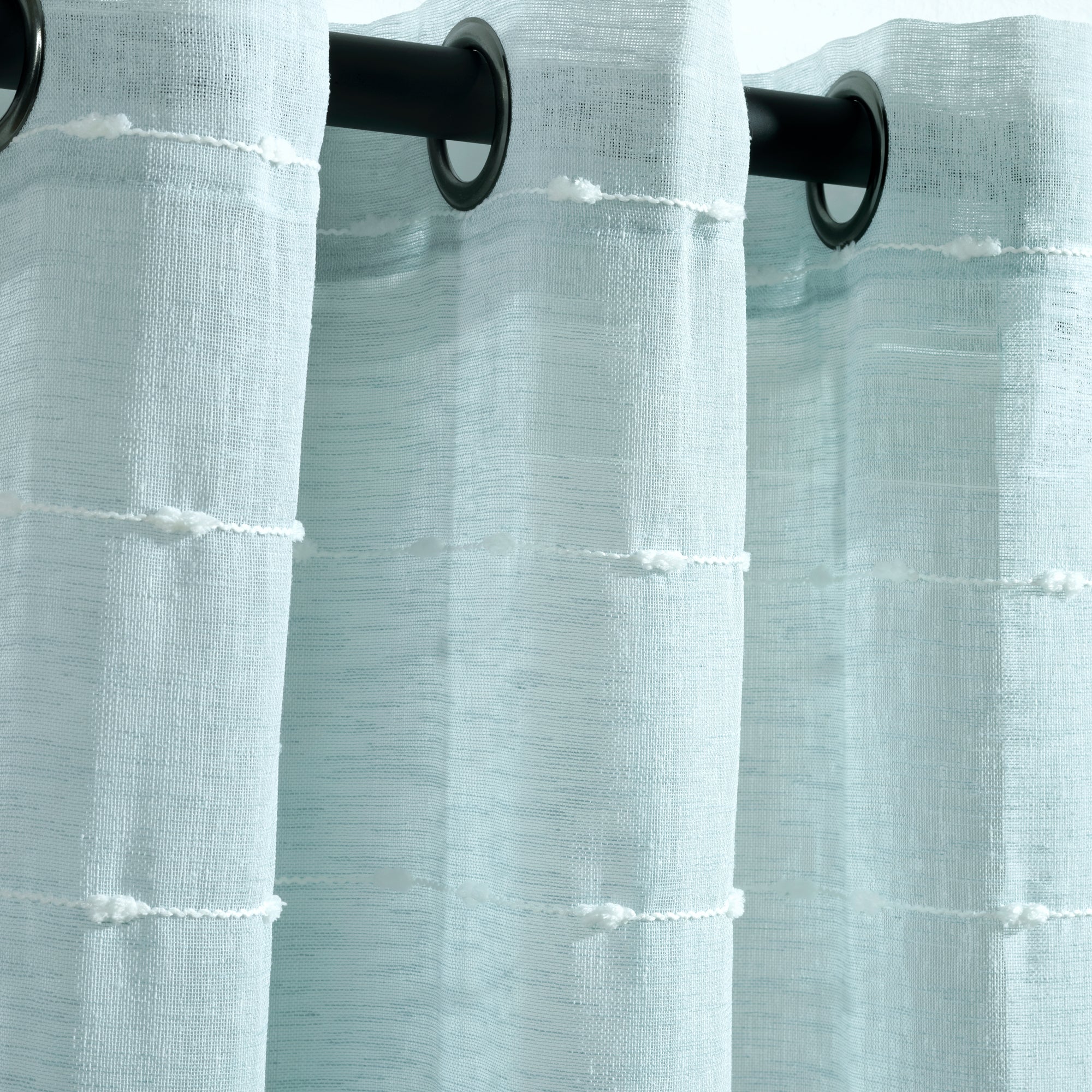 Farmhouse Textured Grommet Sheer Window Curtain Panel Set