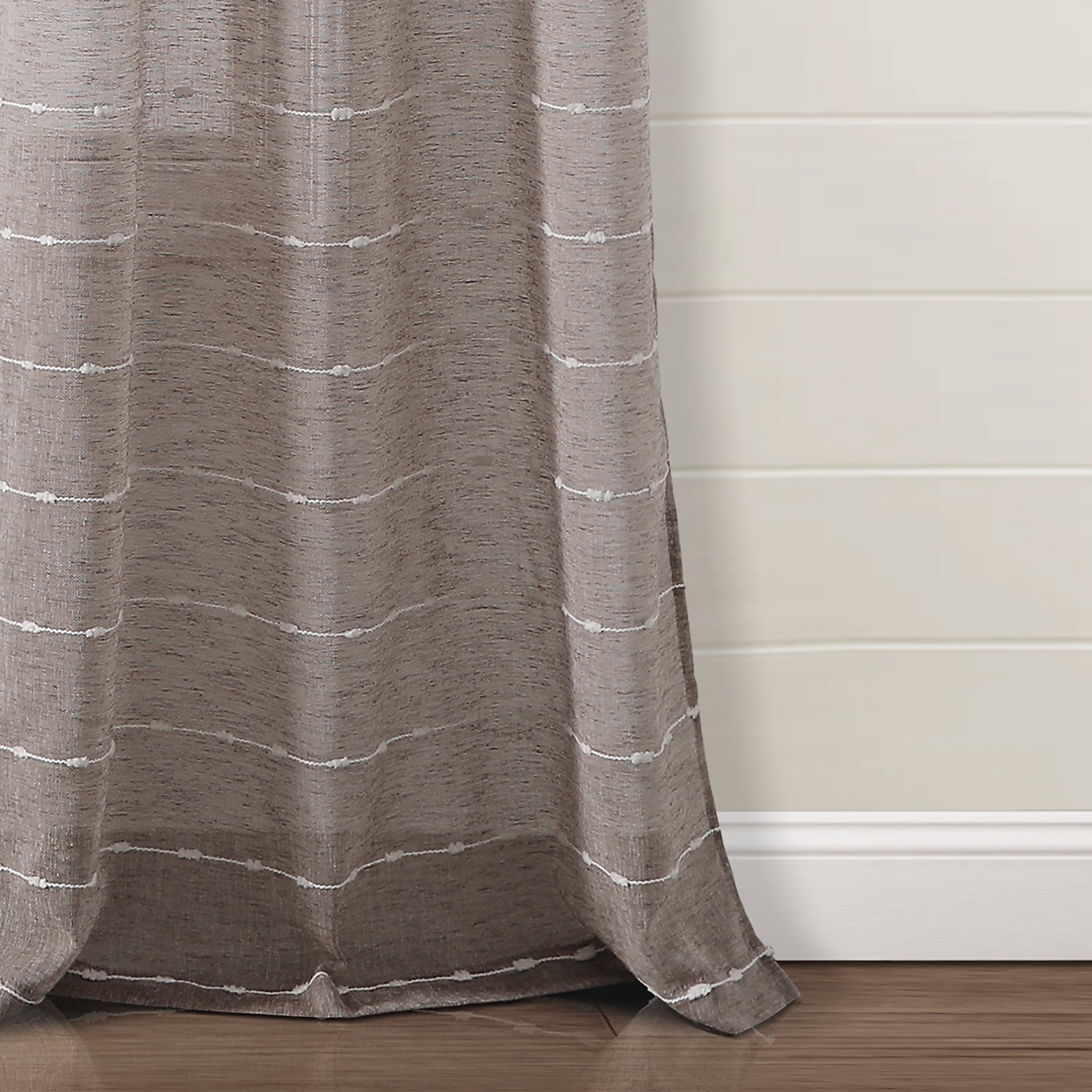 Farmhouse Textured Grommet Sheer Window Curtain Panel Set