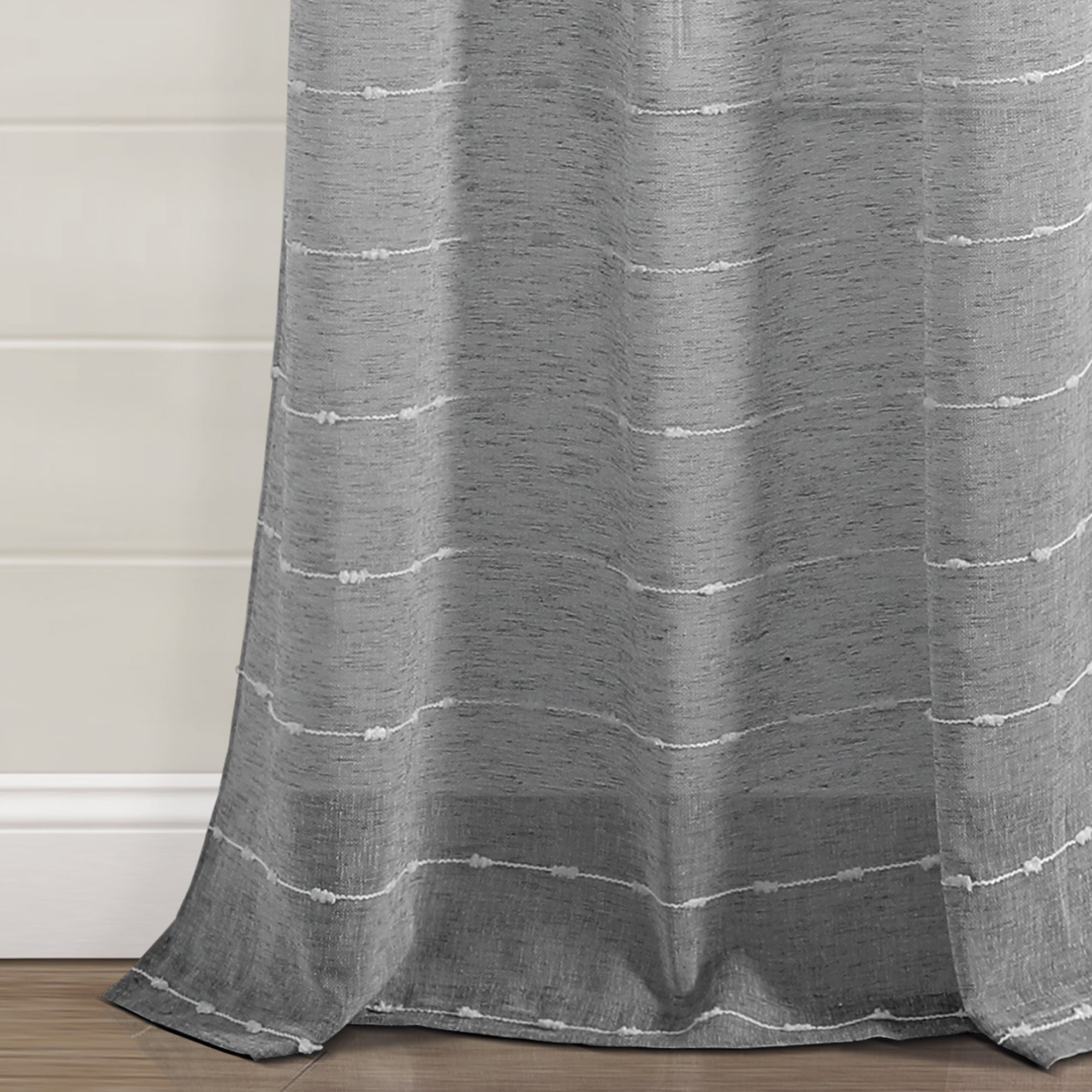 Farmhouse Textured Grommet Sheer Window Curtain Panel Set