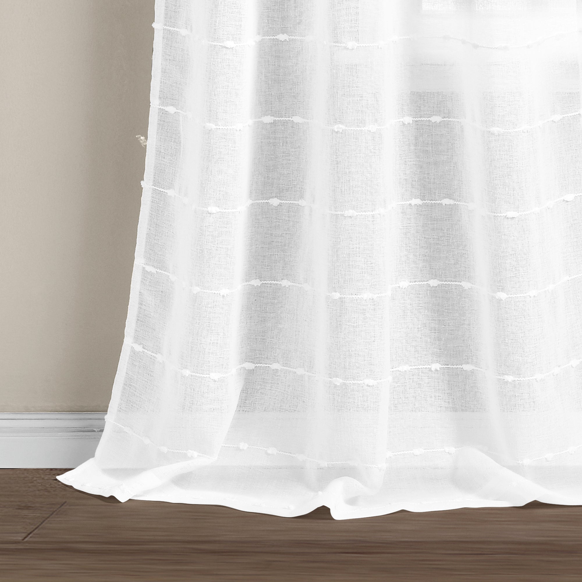 Farmhouse Textured Grommet Sheer Window Curtain Panel Set