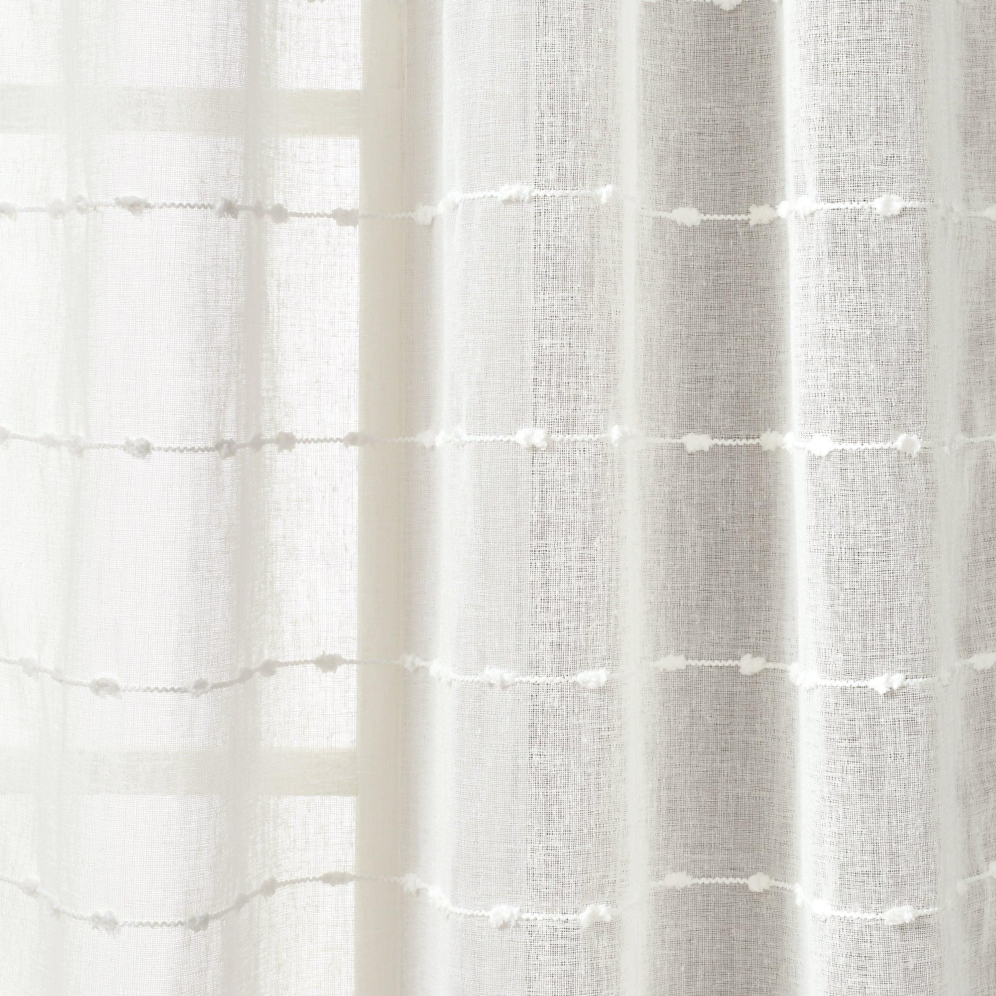 Farmhouse Textured Sheer Back Tab Rod Pocket Window Curtain Panel Set