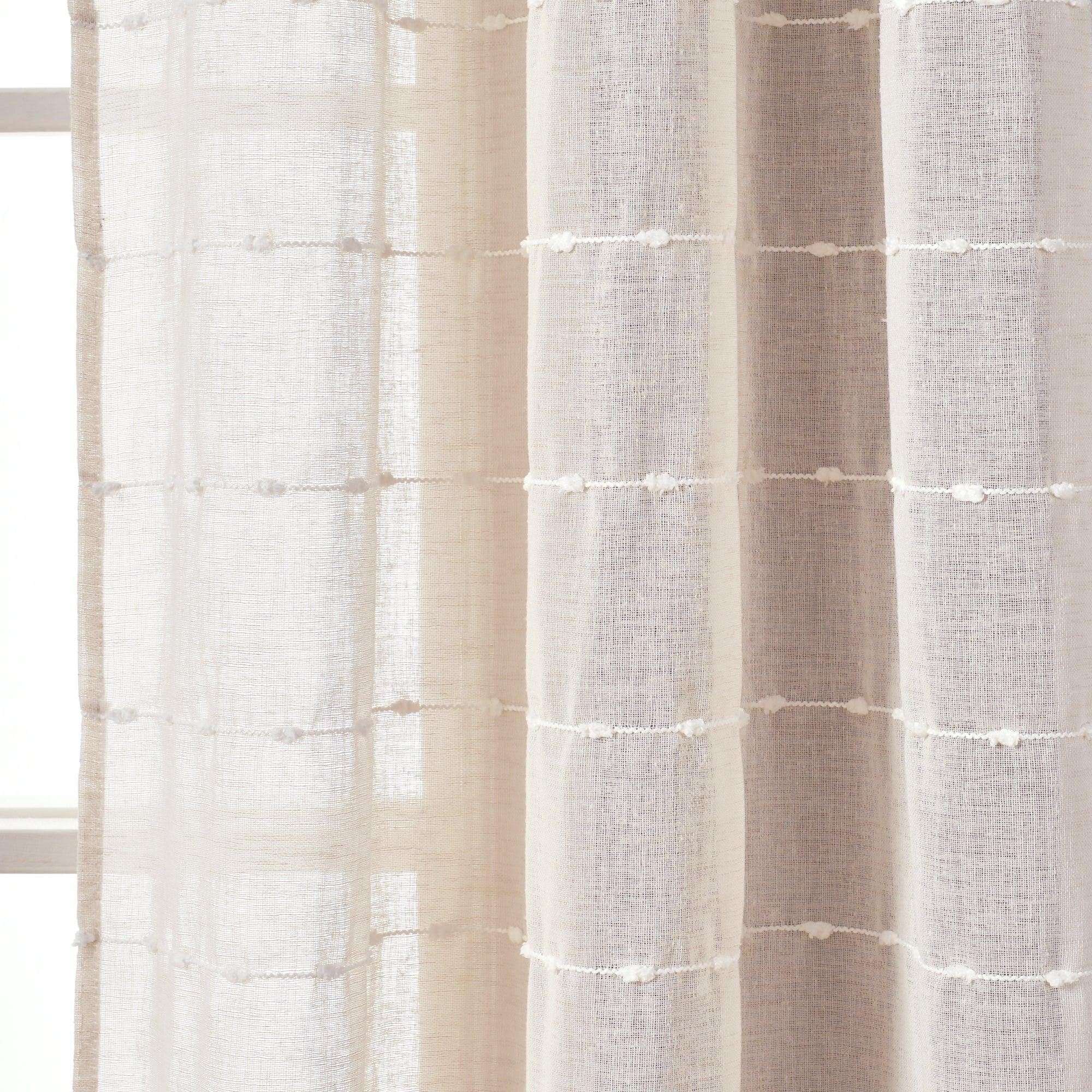 Farmhouse Textured Sheer Back Tab Rod Pocket Window Curtain Panel Set