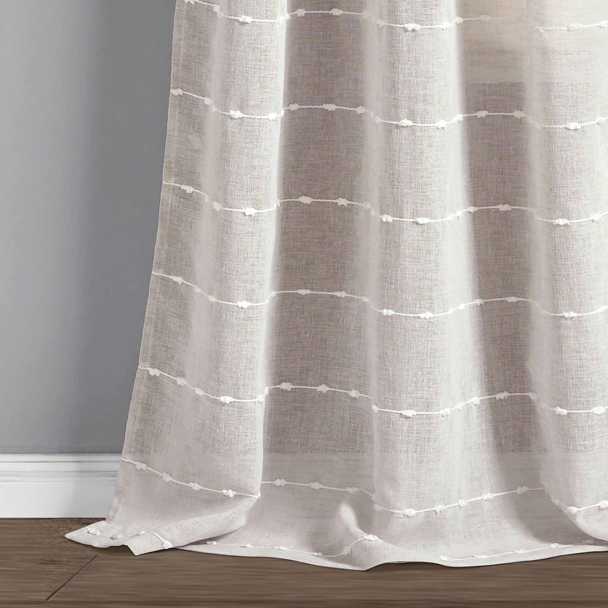 Farmhouse Textured Sheer Back Tab Rod Pocket Window Curtain Panel Set