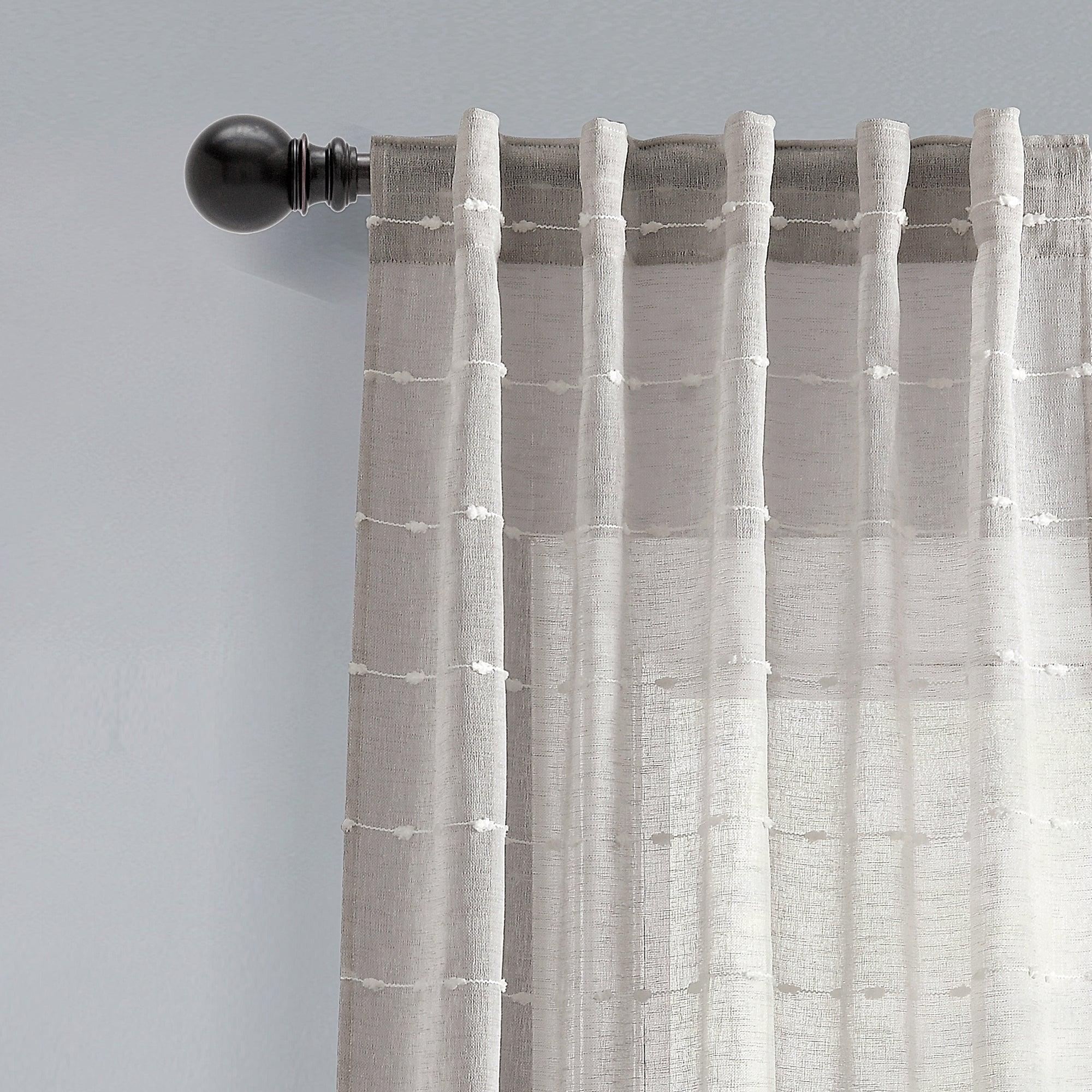 Farmhouse Textured Sheer Back Tab Rod Pocket Window Curtain Panel Set