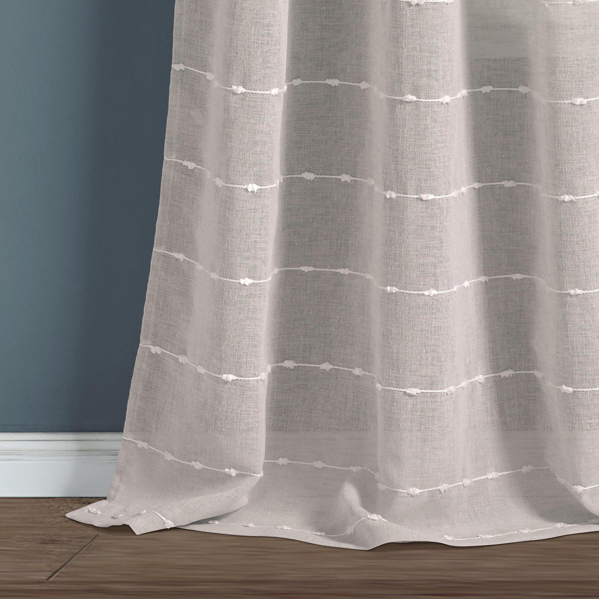 Farmhouse Textured Sheer Back Tab Rod Pocket Window Curtain Panel Set