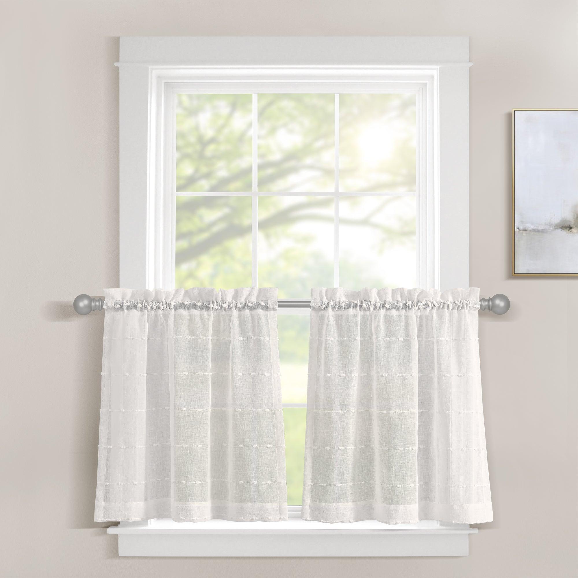 Farmhouse Textured Sheer Kitchen Window Tiers Set