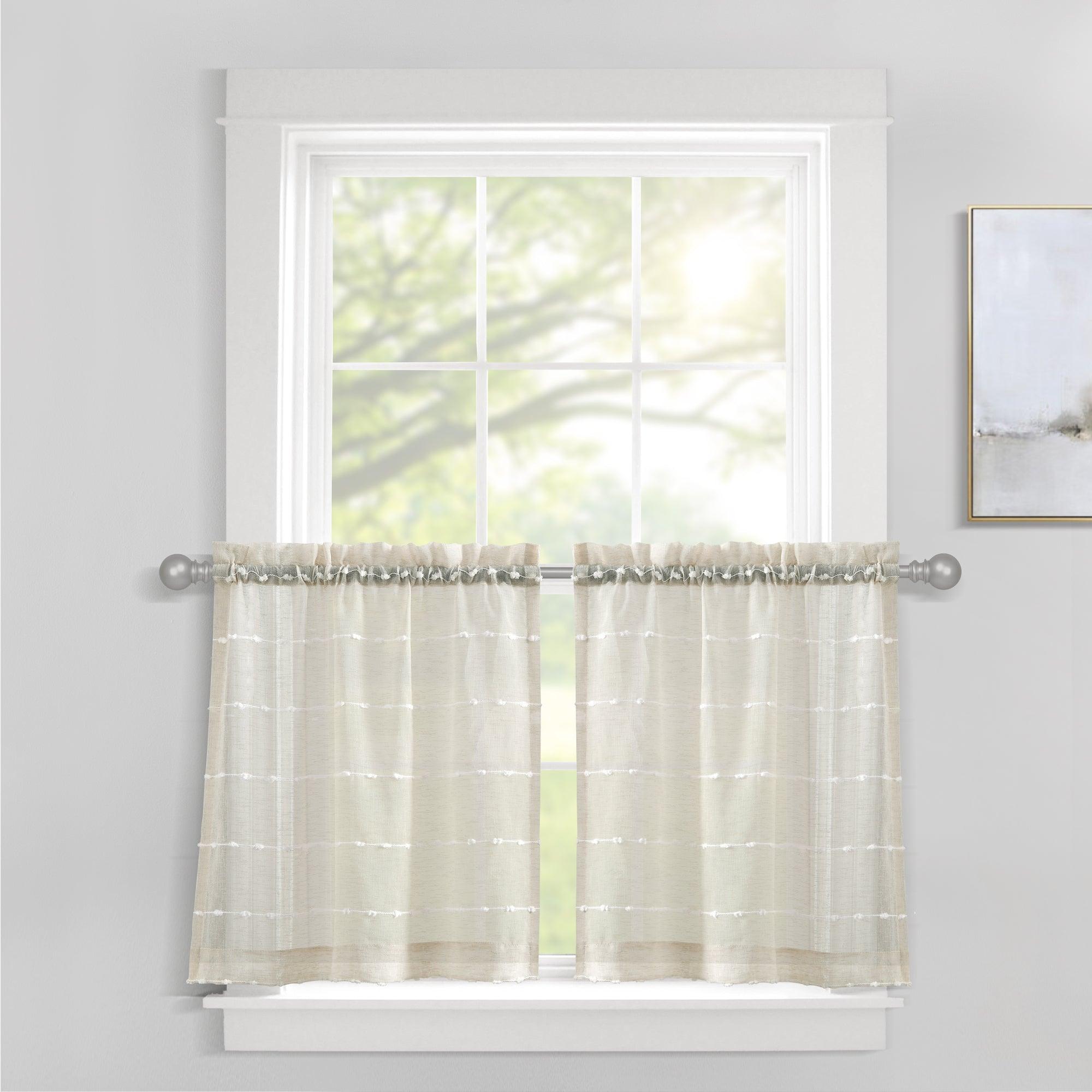 Farmhouse Textured Sheer Kitchen Window Tiers Set