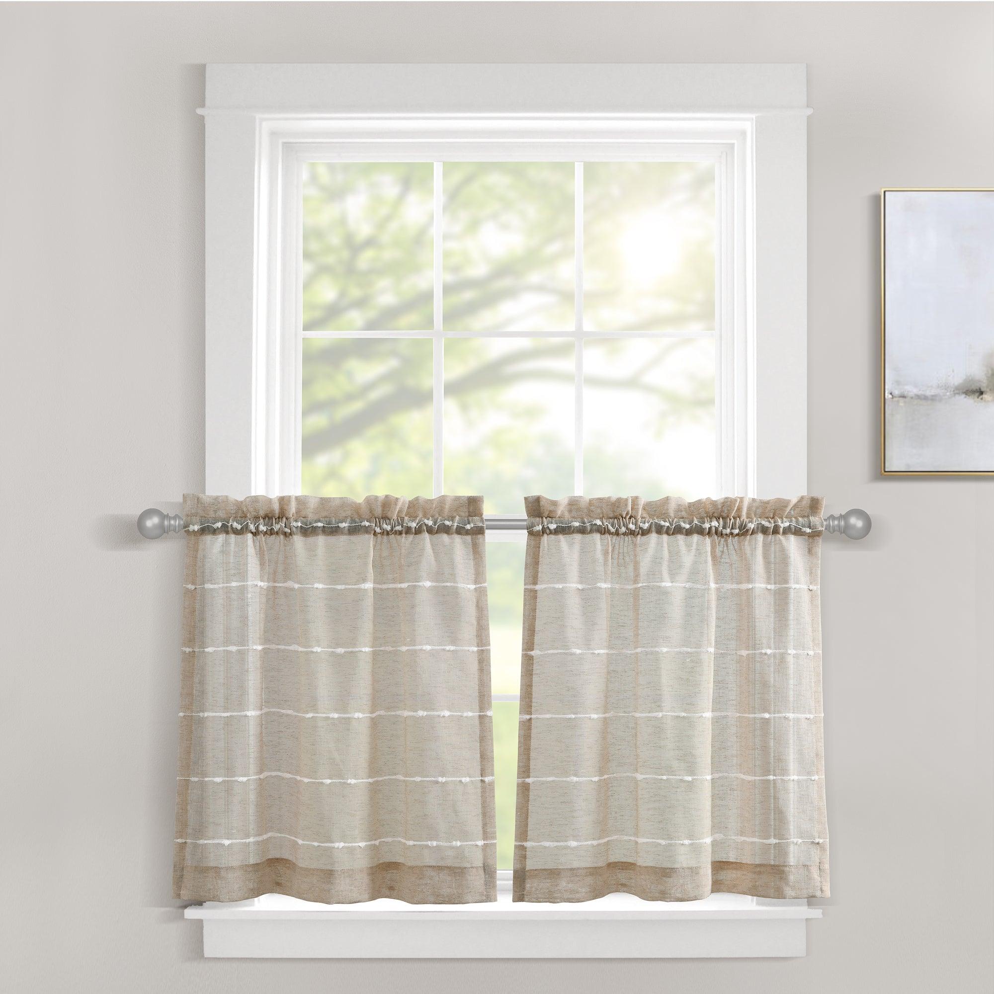 Farmhouse Textured Sheer Kitchen Window Tiers Set