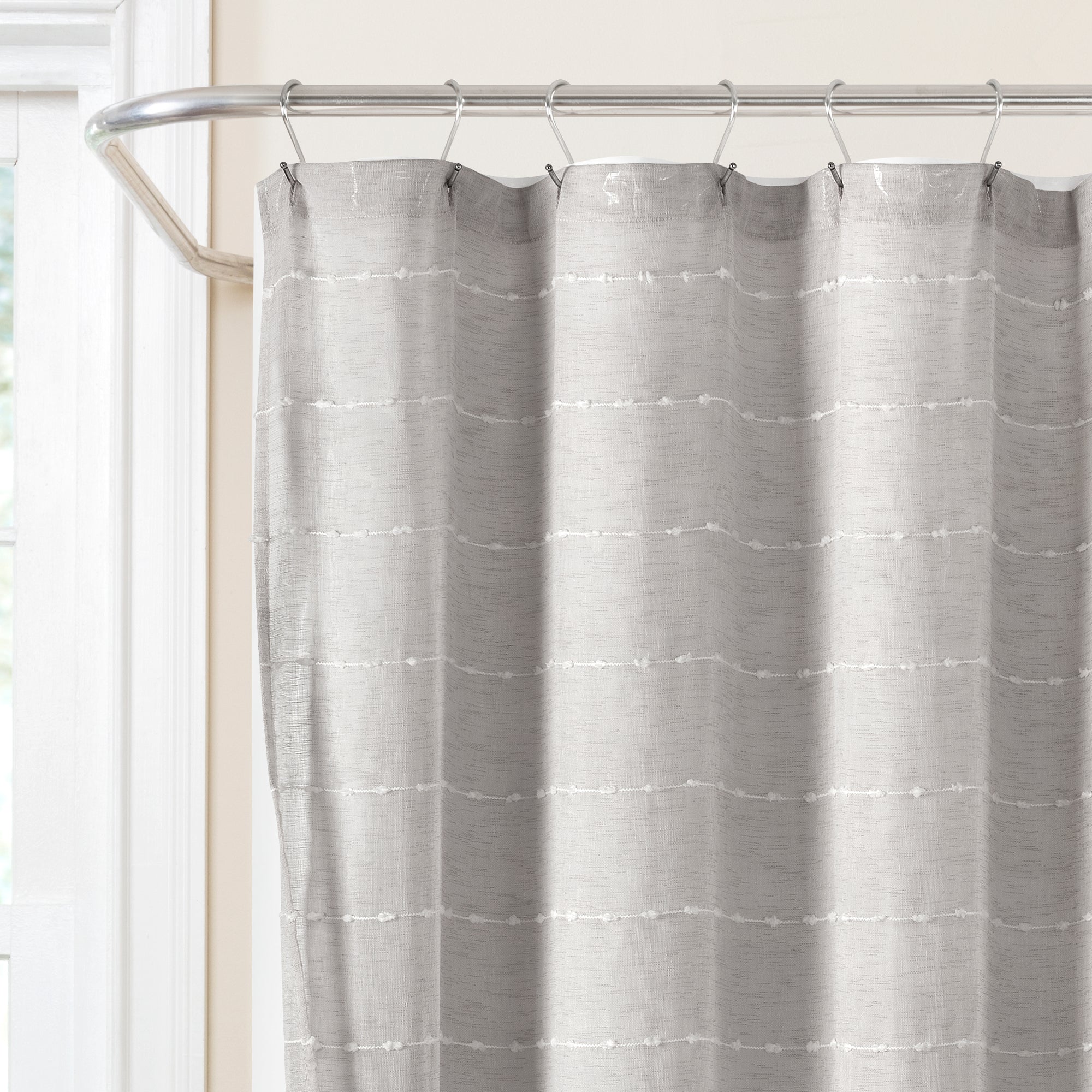 Farmhouse Textured Sheer With Peva Lining Shower Curtain Set