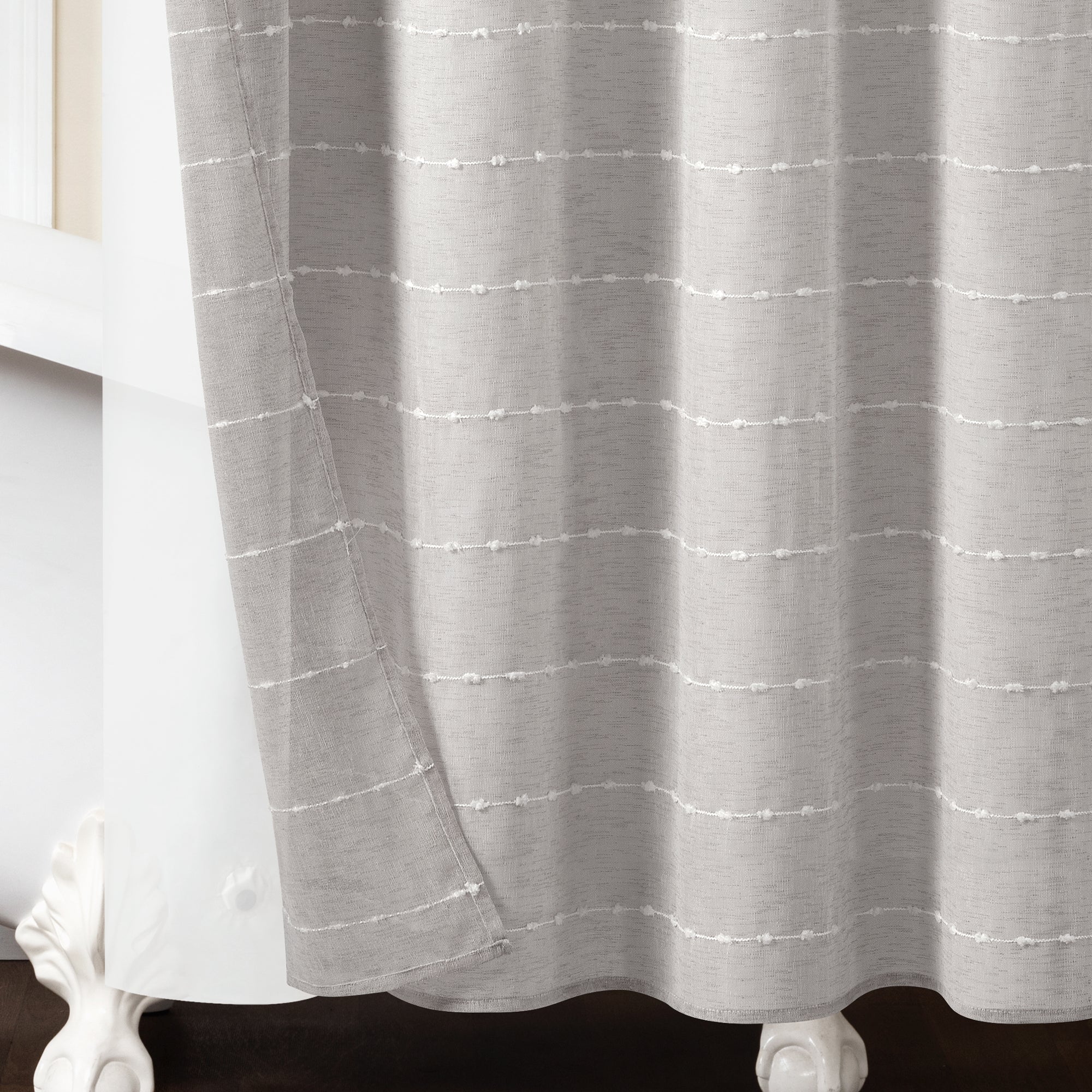 Farmhouse Textured Sheer With Peva Lining Shower Curtain Set