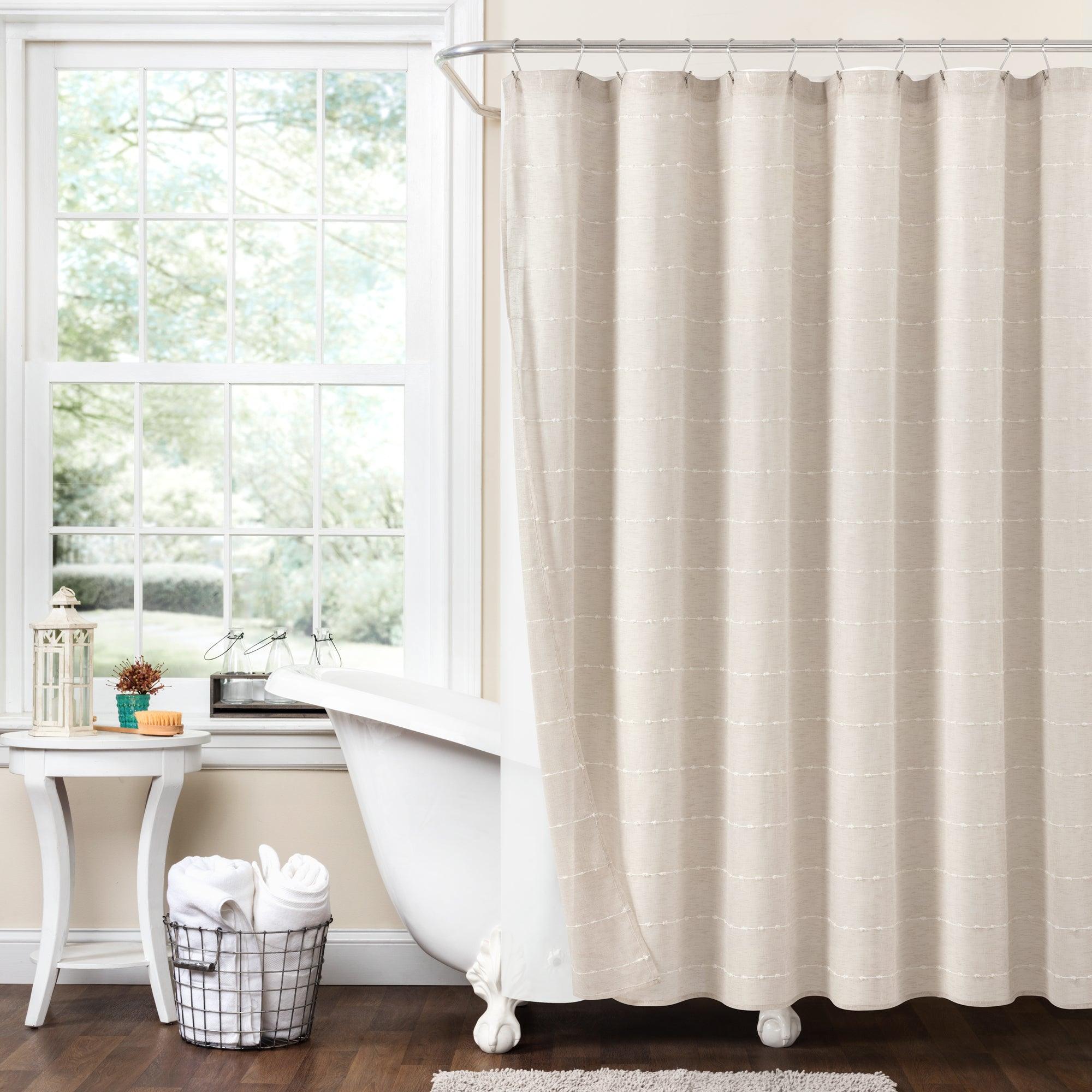 Farmhouse Textured Sheer With Peva Lining Shower Curtain Set