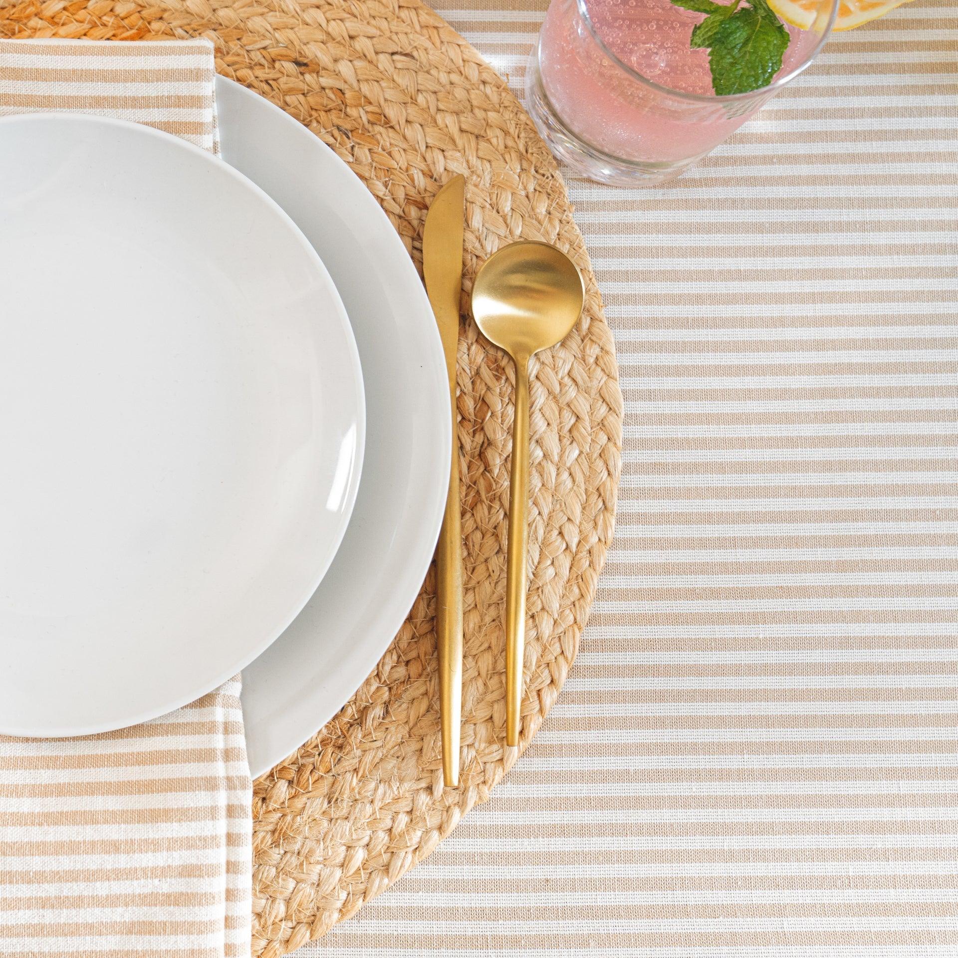 Farmhouse Ticking Stripe Yarn Dyed Tablecloth